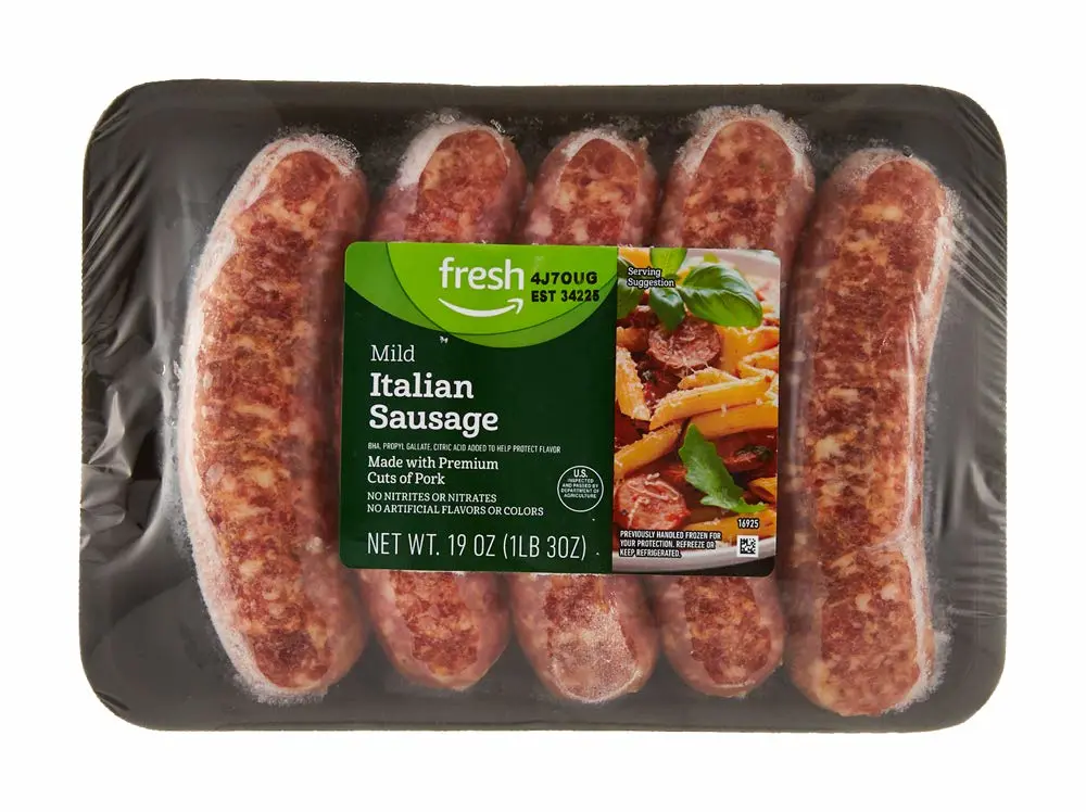 Amazon Fresh Brand, Mild Italian Sausage Links, 19 Oz (Frozen)