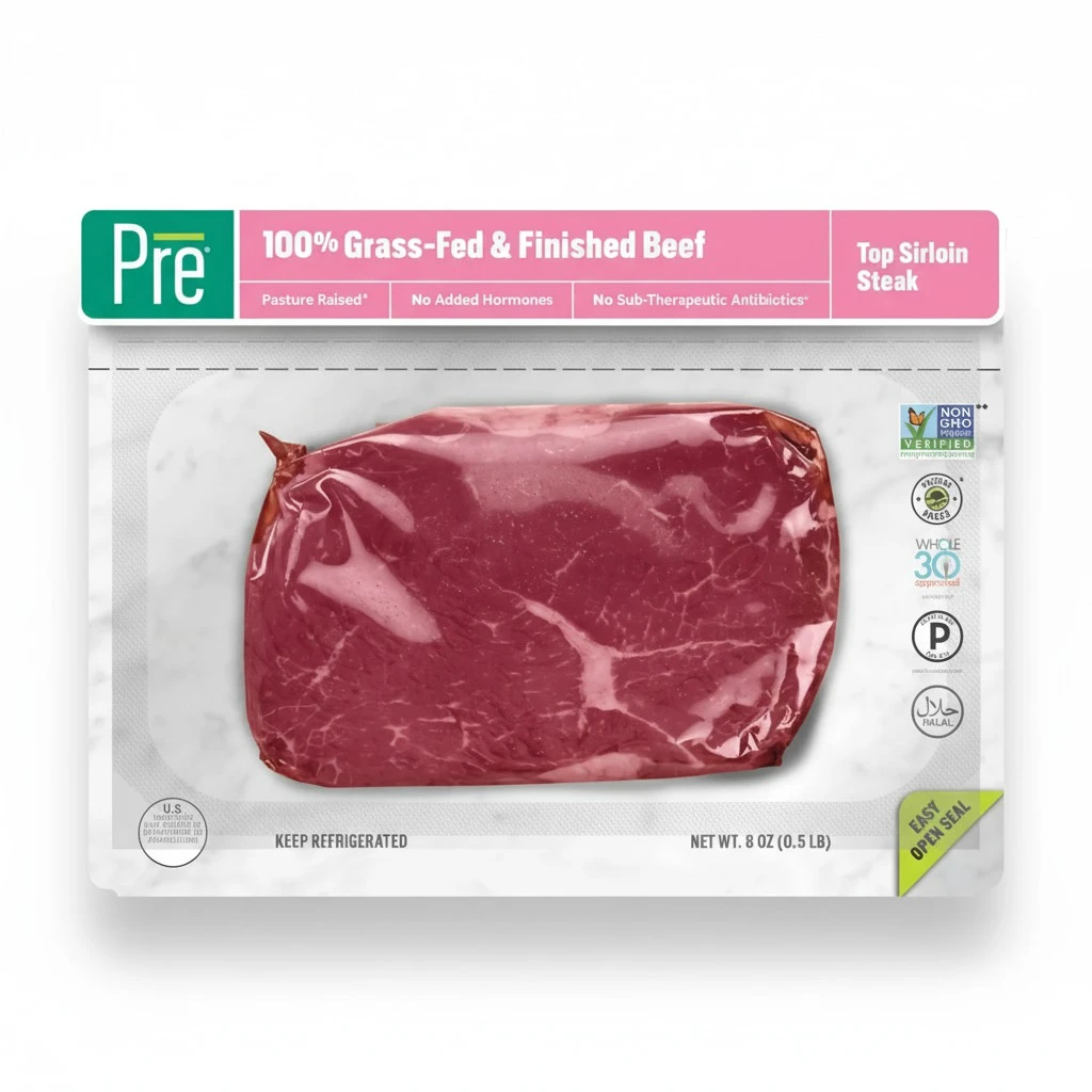 Beef Top Sirloin Steak, Grass-Fed, Pasture-Raised, 8 oz
