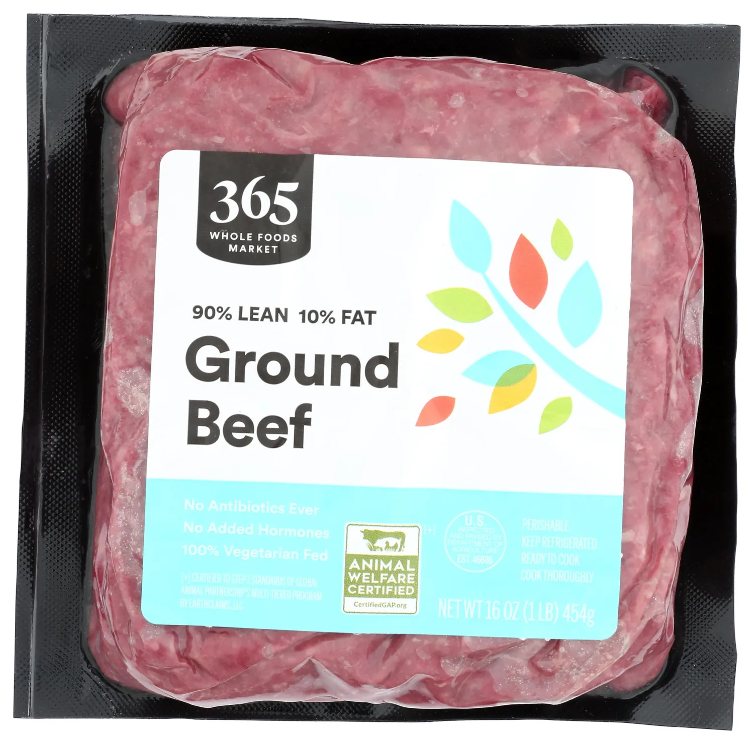 365 By Whole Foods Market, Beef Ground 90% Lean 10% Fat, 16 Ounce