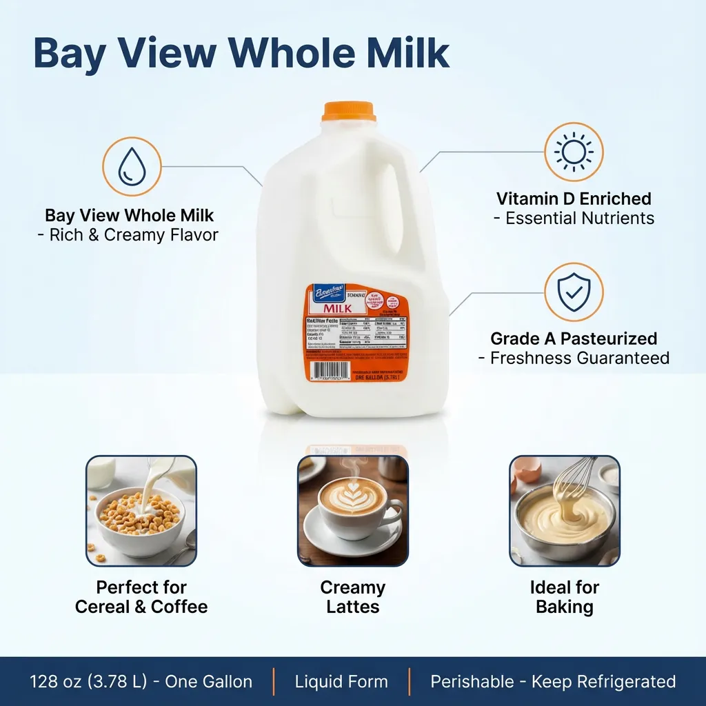 Bay View, Whole Milk, 128 OZ
