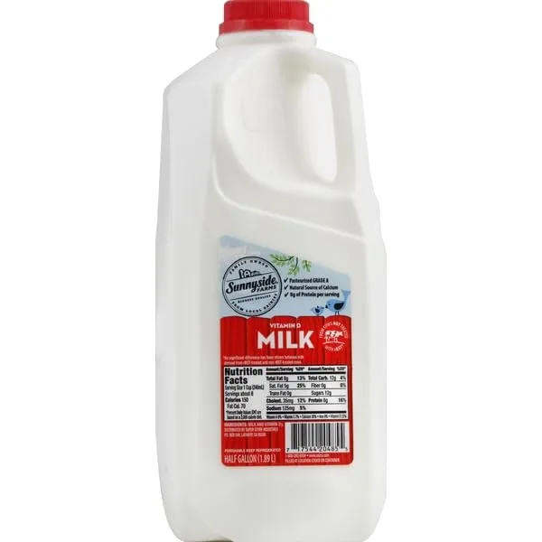 Sunnyside Farms, Whole Milk (Plastic Carton), 64 Ounce