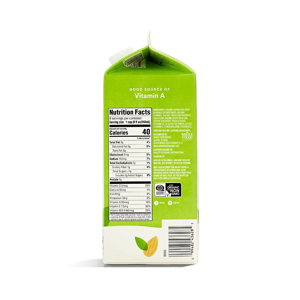 365 by Whole Foods Market, Almond Milk Unsweetened Organic, 64 Fl Oz