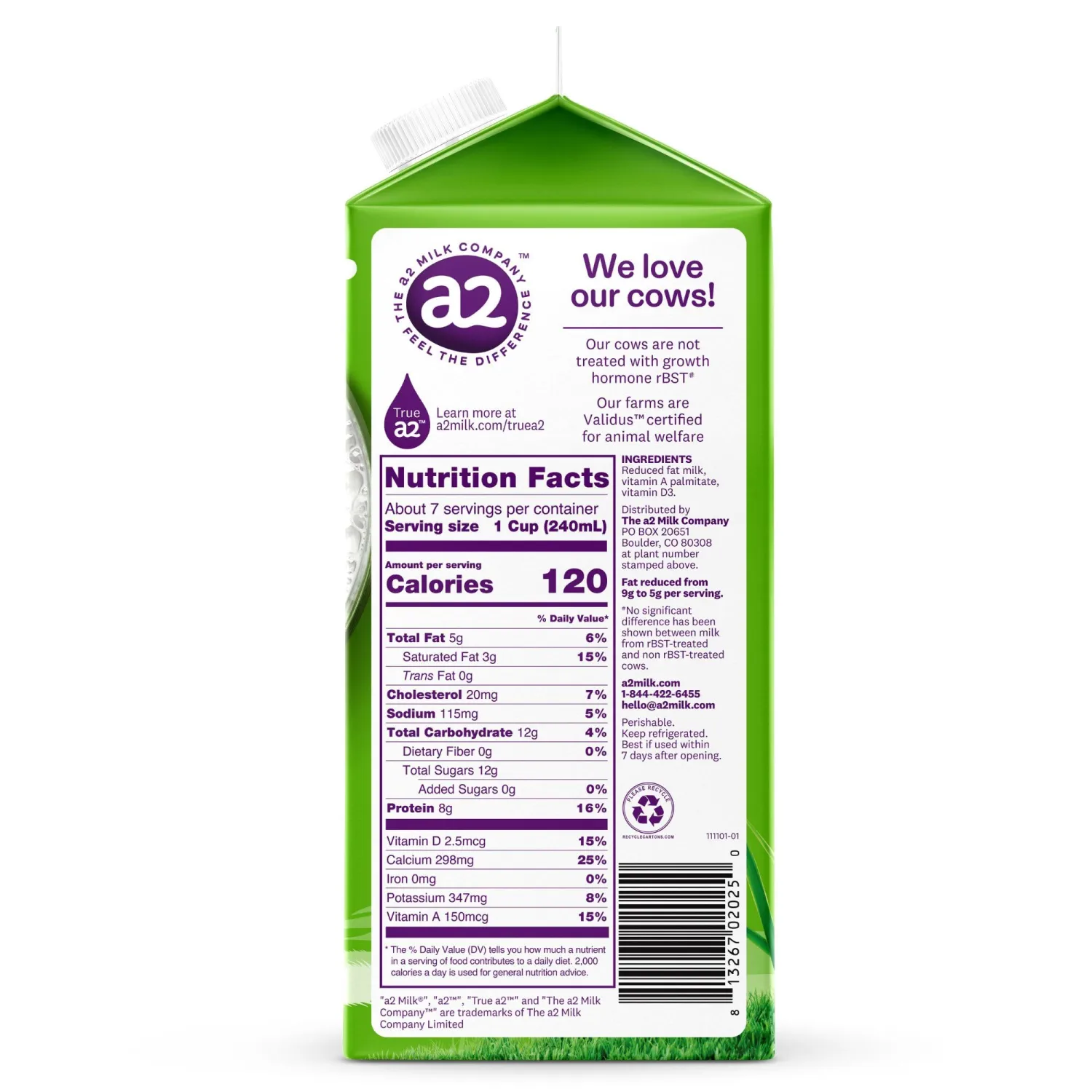 a2 Milk® Grass-Fed 2% Reduced Fat Milk, 59 oz
