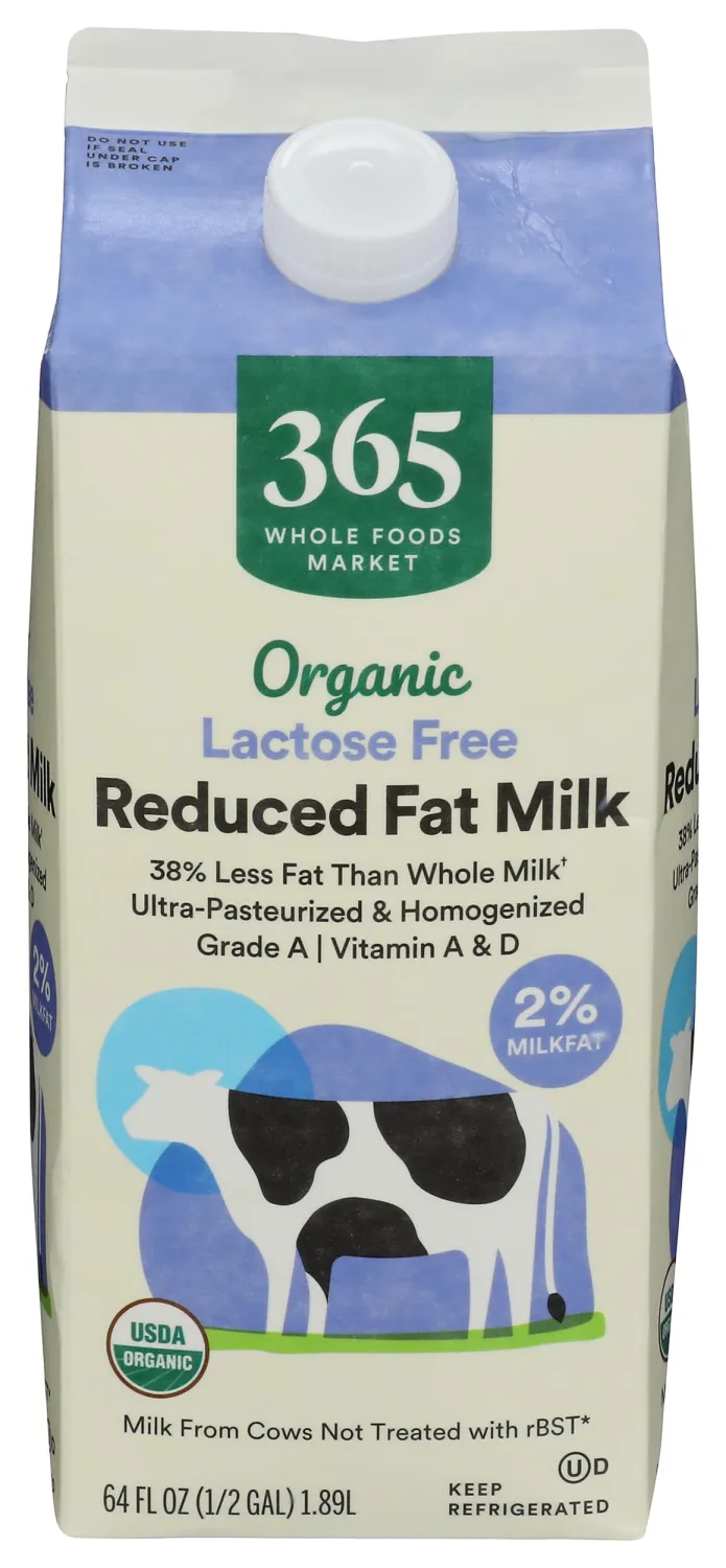 365 By Whole Foods Market, Milk Lactose Free Reduced Fat Organic, 64 Fl Oz