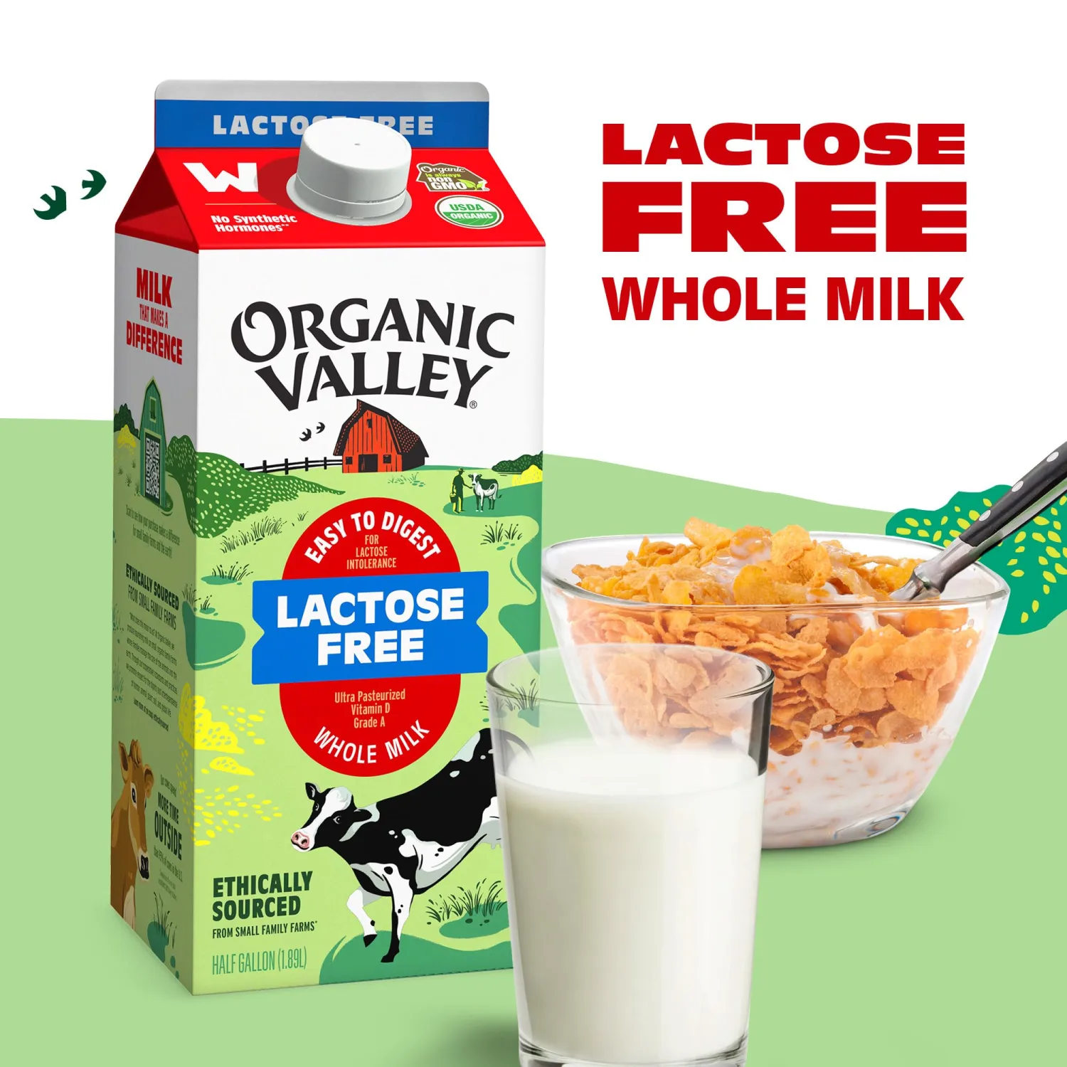 Organic Valley Ultra Pasteurized Organic Lactose Free Whole Milk, 64 Oz