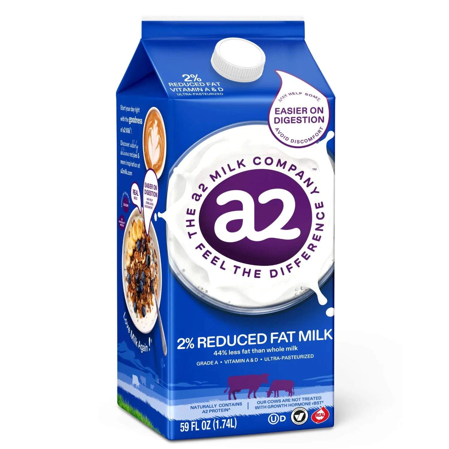 A2 Milk Company, Reduced Fat Milk, 59 Fl Oz