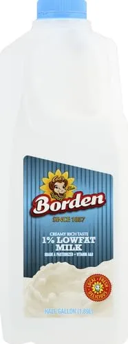Borden, 1% Low Fat Milk, Half Gallon, 64 oz