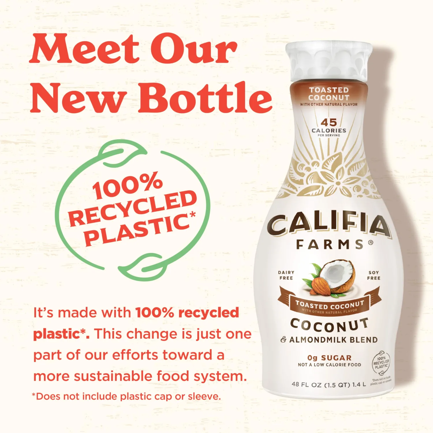 Califia Farms - Toasted Coconut Almond Milk, 48 Oz, Dairy Free, Plant Based, Vegan, Gluten Free, Non GMO, Sugar Free, High Calcium, Smoothie.