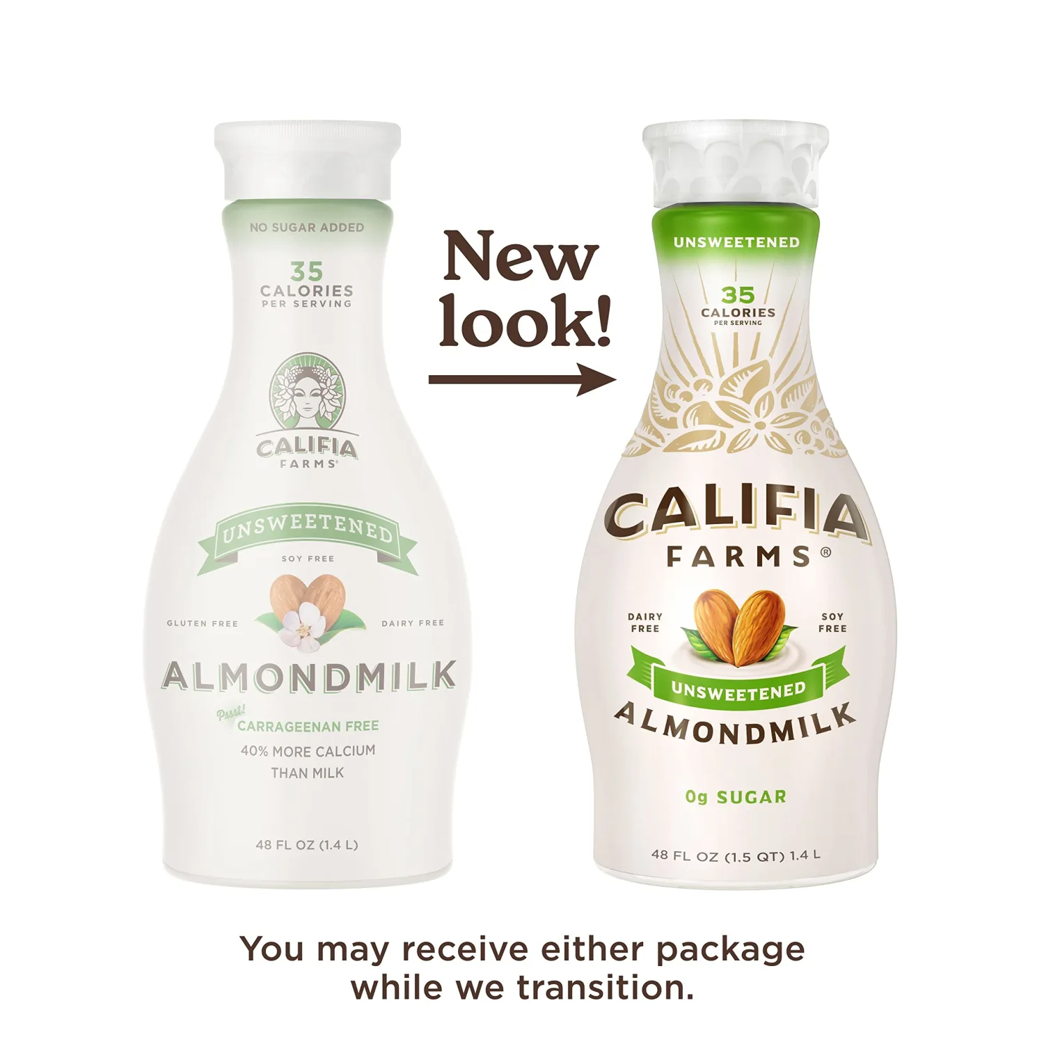 Califia Farms - Unsweetened Almond Milk, 48 Oz, Dairy Free, Vegan, Plant Based, Keto, Vegan, Gluten Free, Non GMO, Sugar Free, High Calcium, Smoothie