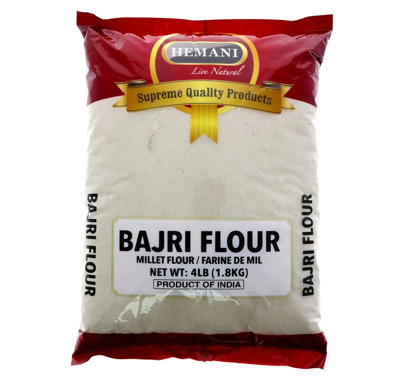 HEMANI Bajri Millet Flour 4LB (1.8KG) - Stone Ground - Whole Grain - Non GMO - Gluten Free Flour