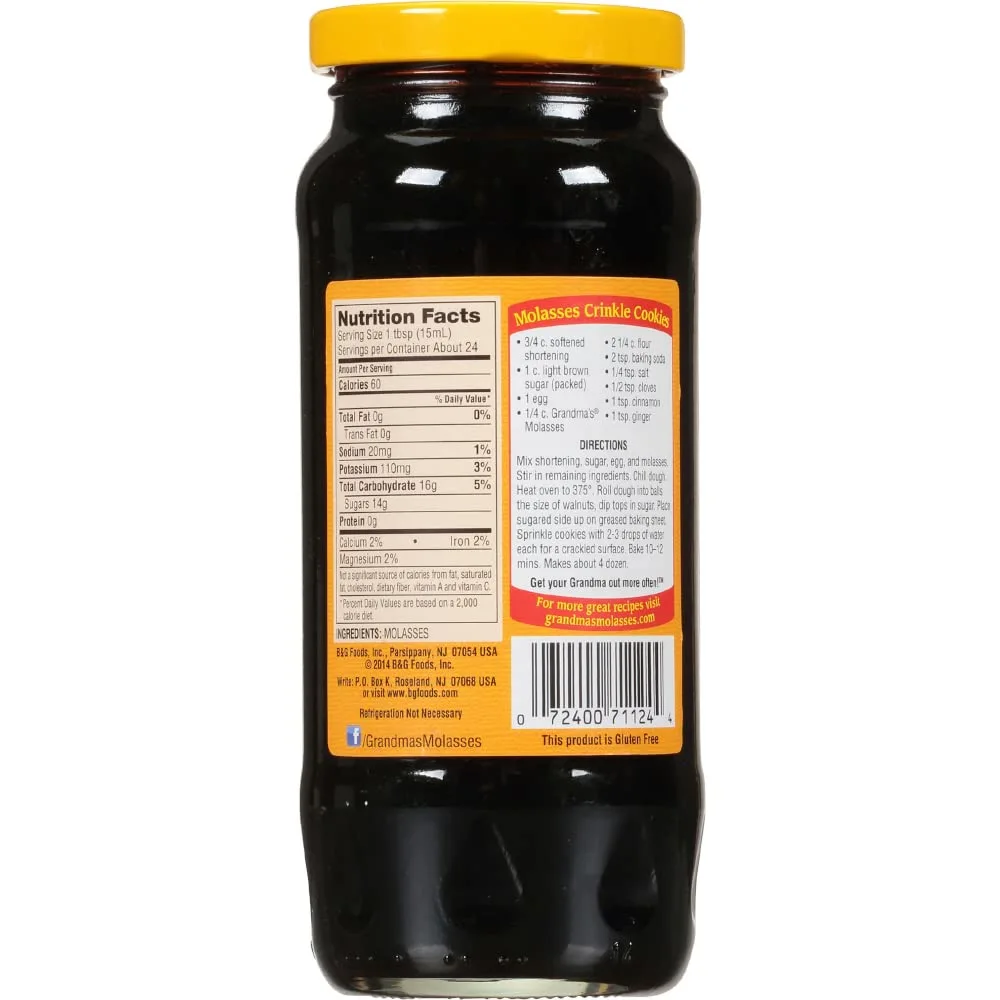Grandmas Unsulphured Molasses, Original, 12 Ounce