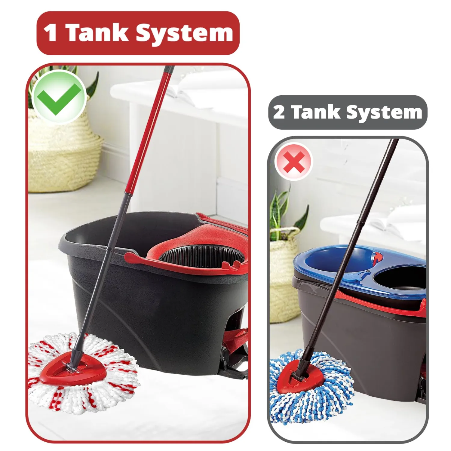 [2025 New Version] Mop Head Replacement - 40% More Cleaning Power，3 Pack Spin Mop Replacement Head for Easy Wring 1-Tank System, Easy Cleaning, Microfiber and Machine Washable