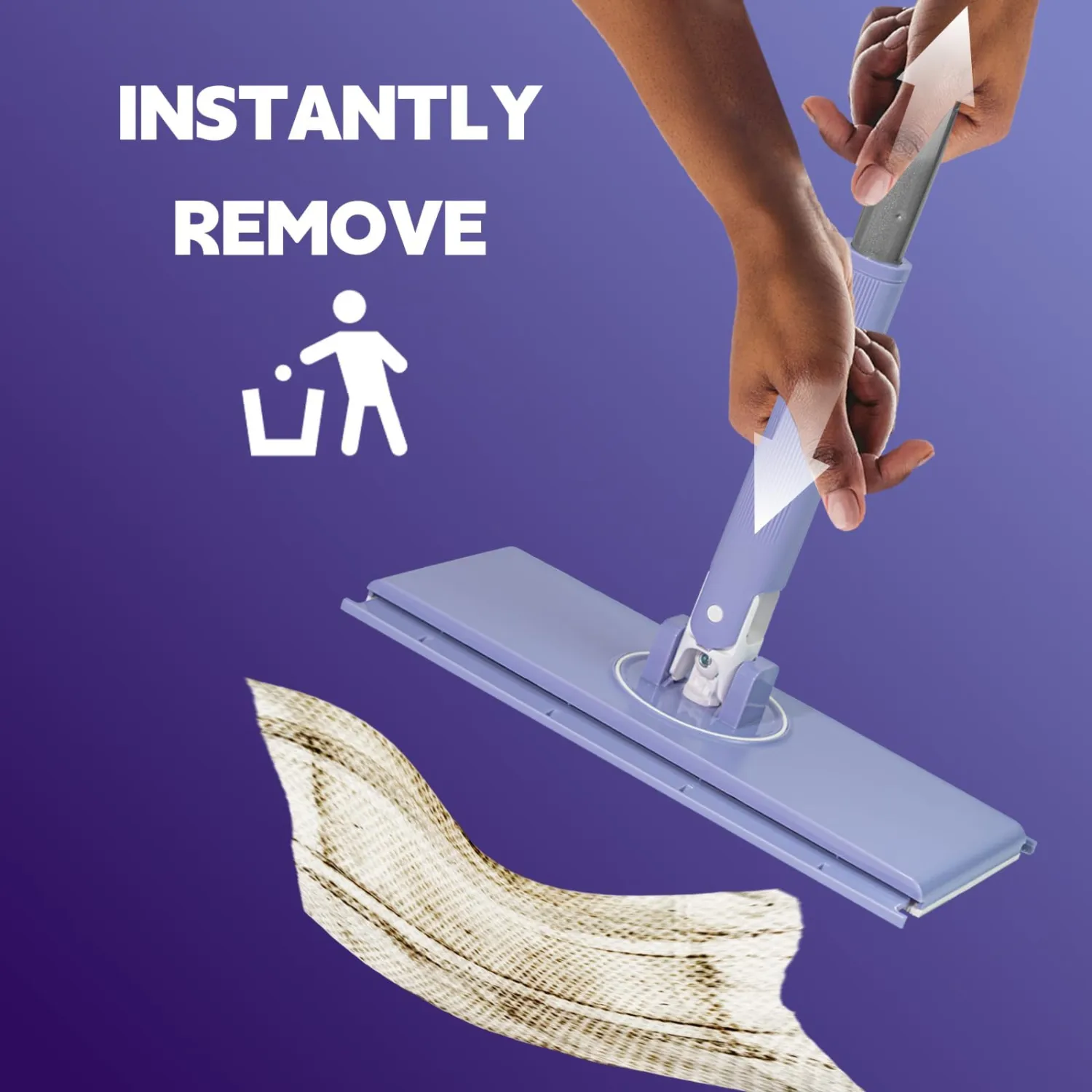 ClicLak Sweeper Mop, Instantly Attach & Remove Cloth Touch-Free, Compatible with Swiffer Pads, Clamp Clip Dust Mop with 10 Dry Cloth for Kitchen House Wood Hardwood Vinyl Tile Floor Wall Cleaning