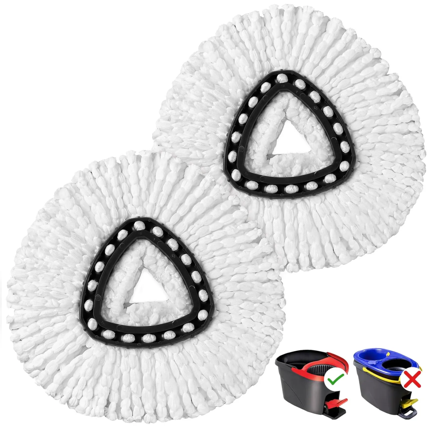 HOMEXCEL Mop Replacement Heads Compatible with O-Cedar EasyWring Spin Mops 2 Pack-Washable Microfiber Spin Head Refills-Easy Cleaning Mop Head Replacement