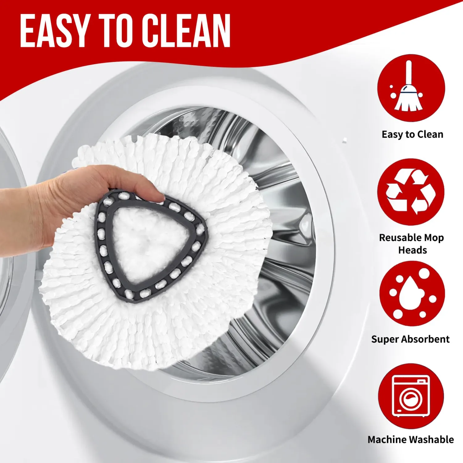 Spin Mop Replacement Head Compatible with O Cedar EasyWring 1 Tank System,4 MopHeads +1 Handle +1 Base , Microfiber 100% Mop Refills, 30-58in Mop Stick Easy-to-Replace (White 1 Tank)