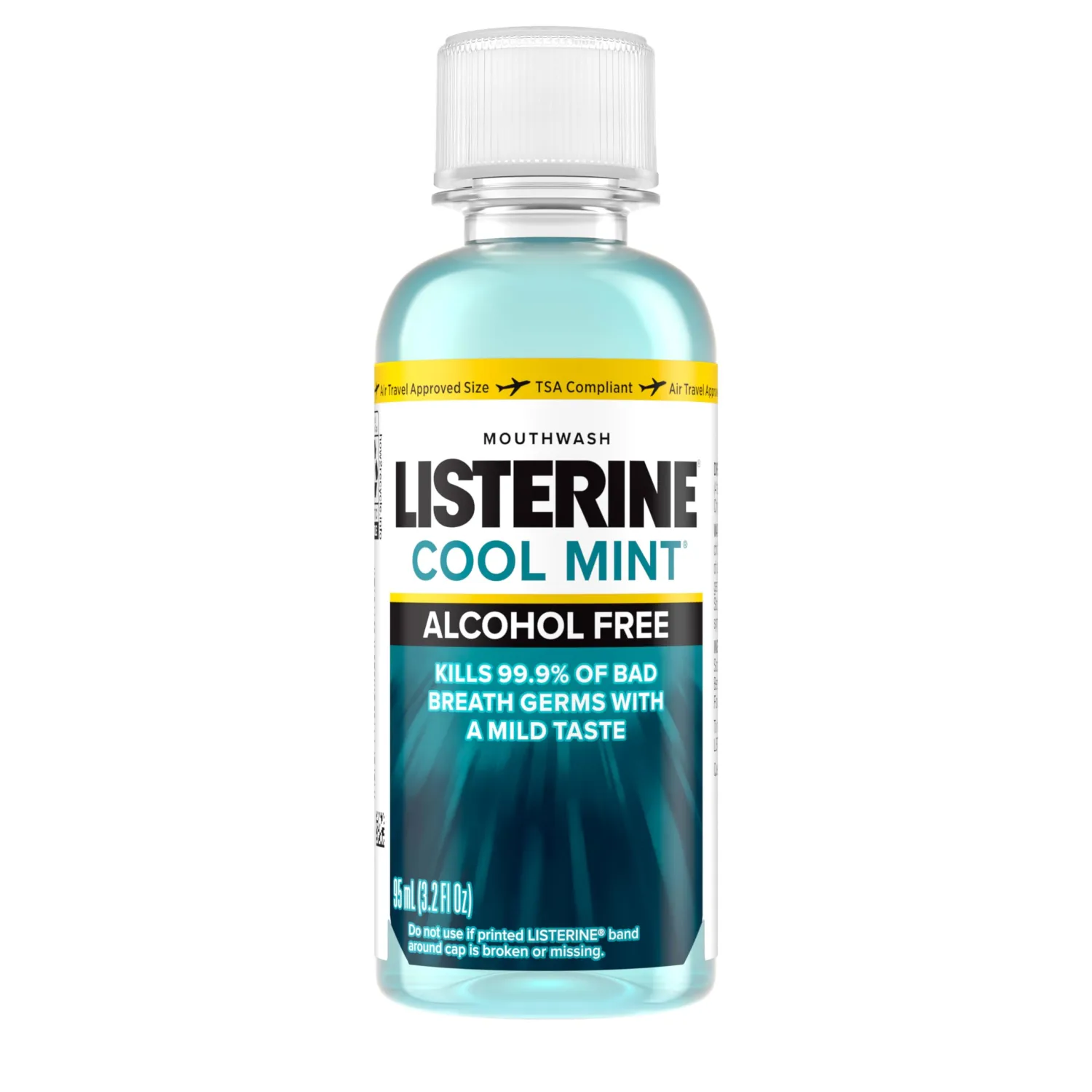 Listerine Zero Alcohol Mouthwash, Less Intense Alcohol-Free Oral Care Formula for Bad Breath, Cool Mint Flavor, 3.2 fl. oz(Pack of 1)