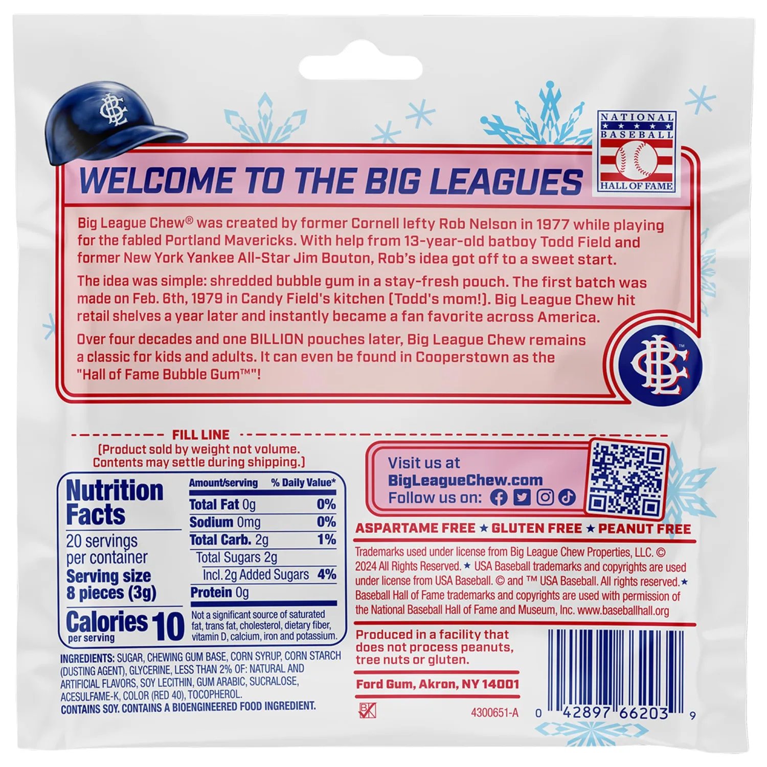 Big League Chew Peppermint Bubble Gum 3-Pack - 2.12oz Packets - Pickoff Peppermint Candy Baseball Gum - Big League Chew Baseball Sweets Set for Treats, Party Favors & More - Softball Candy