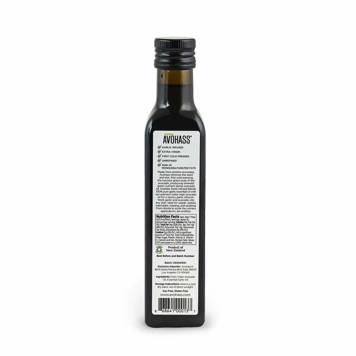 Avohass New Zealand Garlic Extra Virgin Avocado Oil 8.5 fl oz Bottle