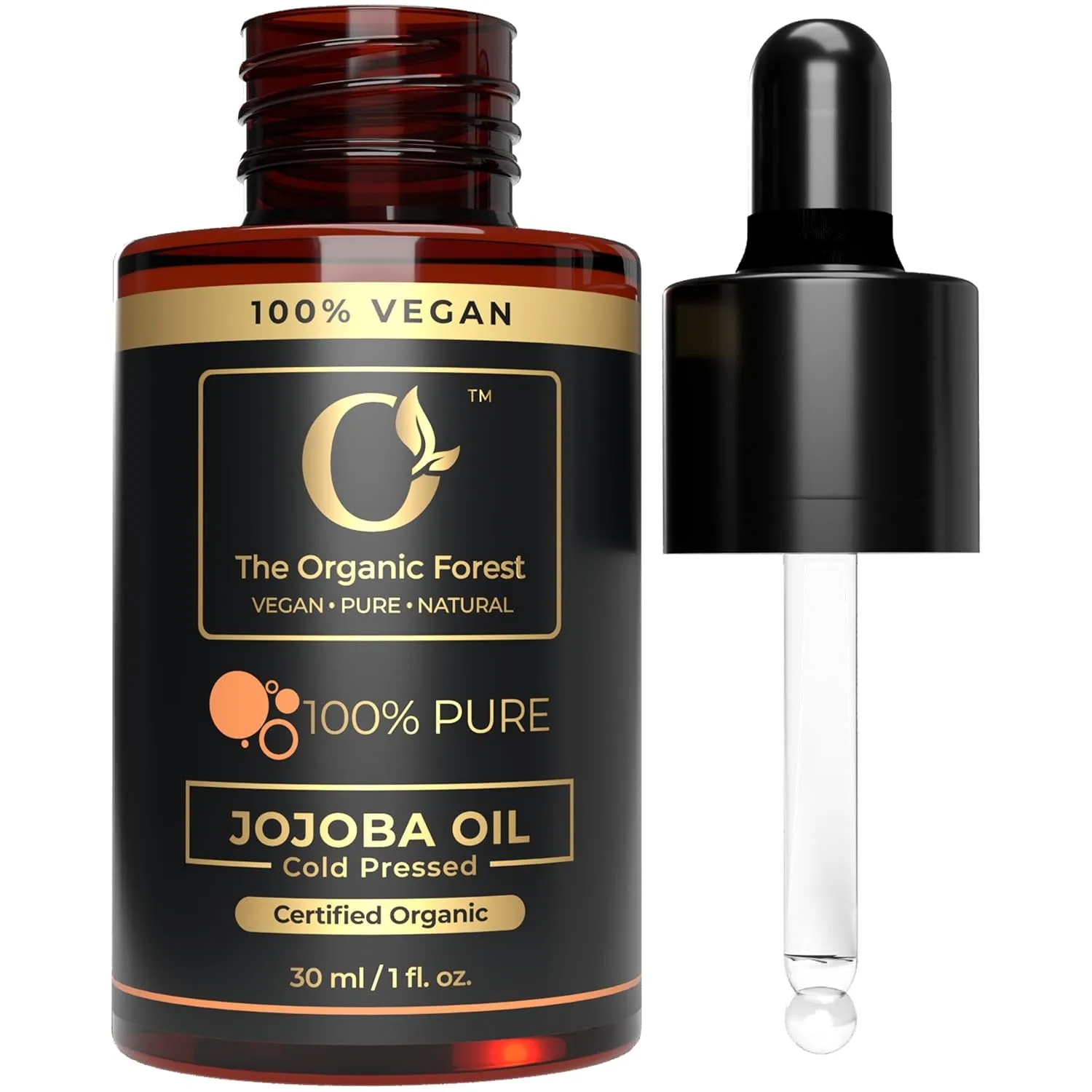 100% Pure Cold Pressed Unrefined Organic Jojoba Oil | Skin Care & Makeup Remover | Moisturizing Body Oil for Dry & Wrinkle Skin | USDA Certified Cleansing Oil, Clear