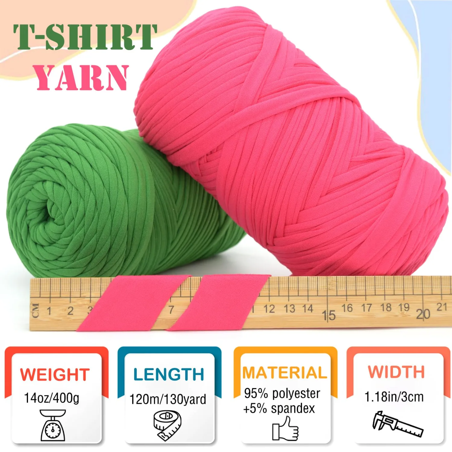 400g Tshirt Yarn for Crochet,Orange T Shirt Soft Elastic Fabric Chunky Thick T-Shirt Crochet Yarn for Crocheting Knitting Beginner Hand Knitting for Bag/DIY Craft/Home Decor-Orange