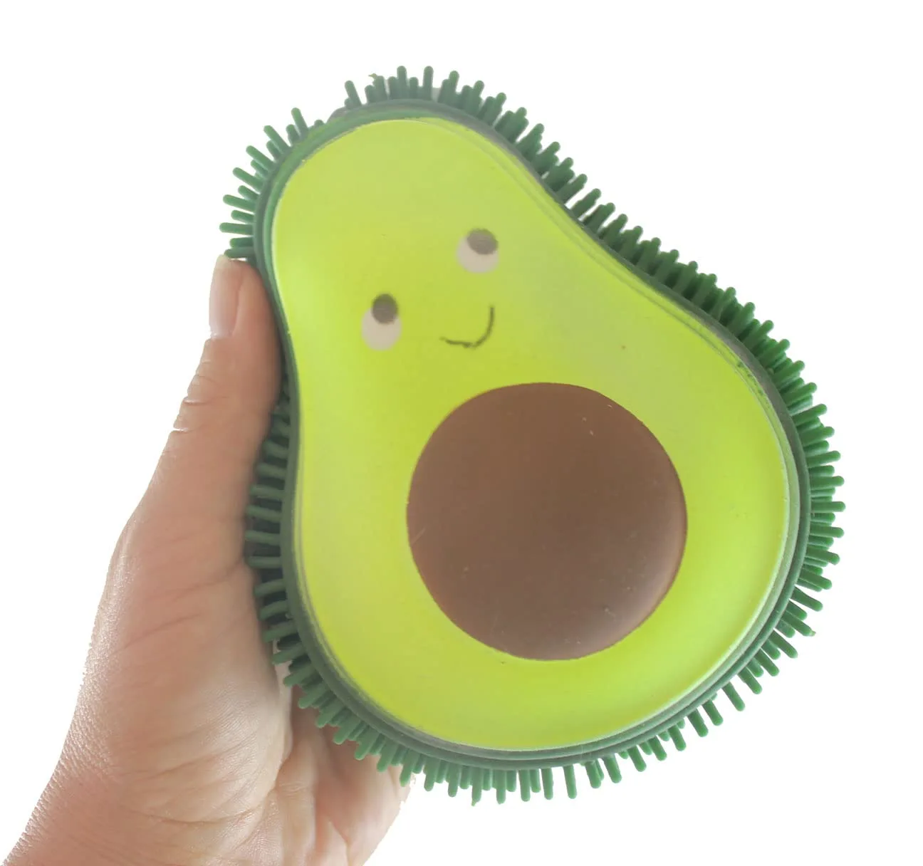 1 Larger 5.5" Avocado Puffer Fruit Smaller Air- Filled Squeeze Stress Balls with Faces - Sensory, Stress, Fidget Toy