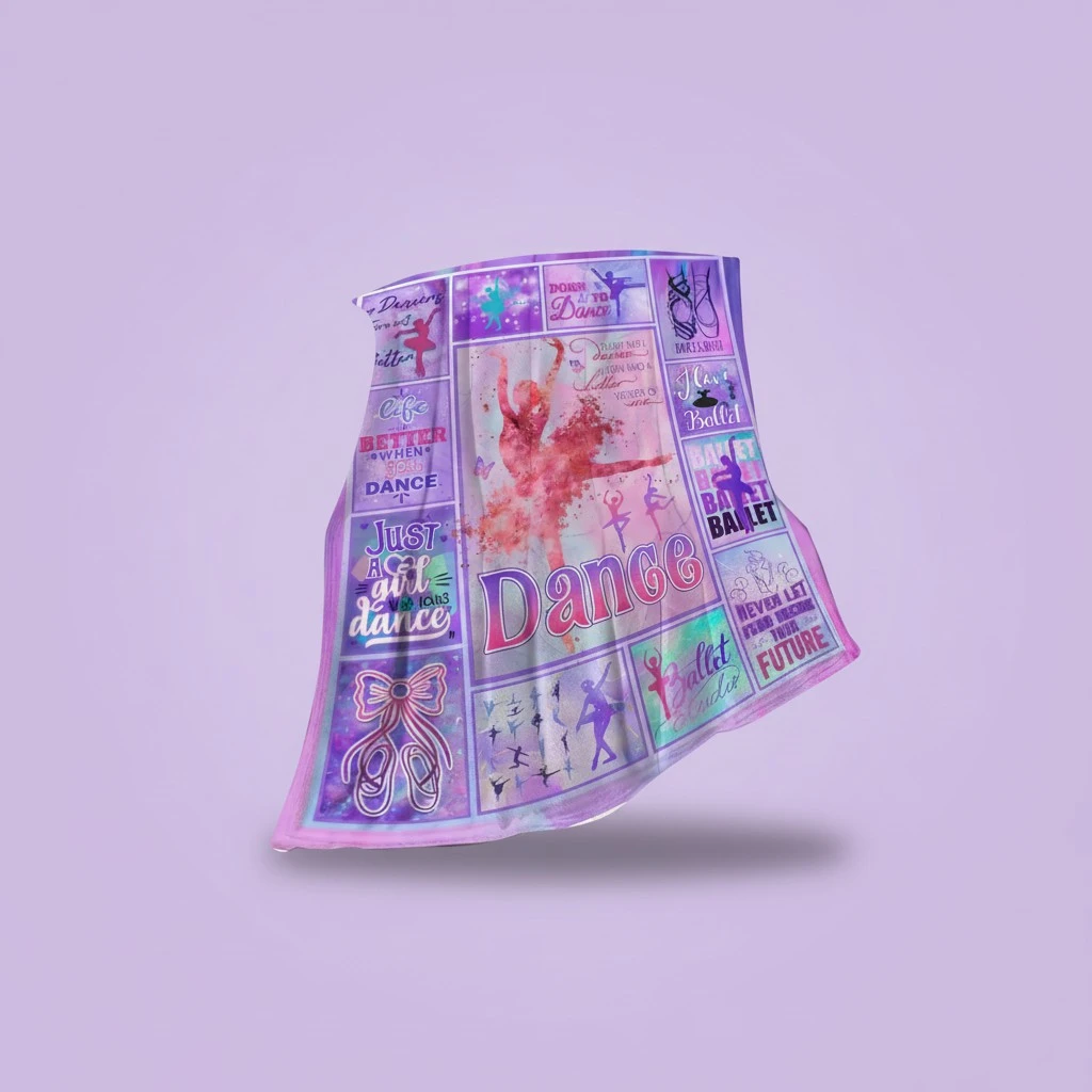Ballet Blanket Dance Throw Blankets for Girls Women Super Soft Warm Fleece Lightweight Dancing Purple Flannel Throws Cozy Fuzzy Plush Stuff Bedding Gifts for Kids Adults Bedroom Decor 50"x40"