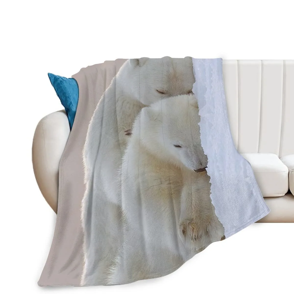 Cute Polar Bear Throw Blanket Polar Bears Blankets Super Soft Warm Fluffy Fleece Flannel Lovely Stuffed Animal Throws Cozy Fuzzy Plush Bedding Decor Gifts Boys Girls Men Women Adults 40''x50''
