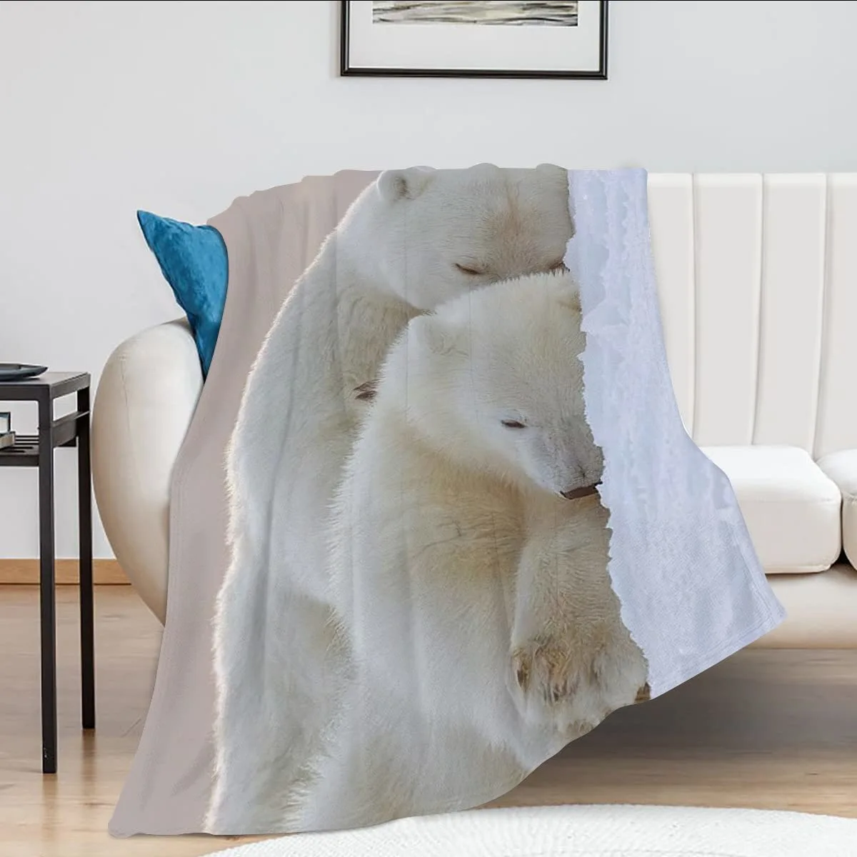 Cute Polar Bear Throw Blanket Polar Bears Blankets Super Soft Warm Fluffy Fleece Flannel Lovely Stuffed Animal Throws Cozy Fuzzy Plush Bedding Decor Gifts Boys Girls Men Women Adults 40''x50''