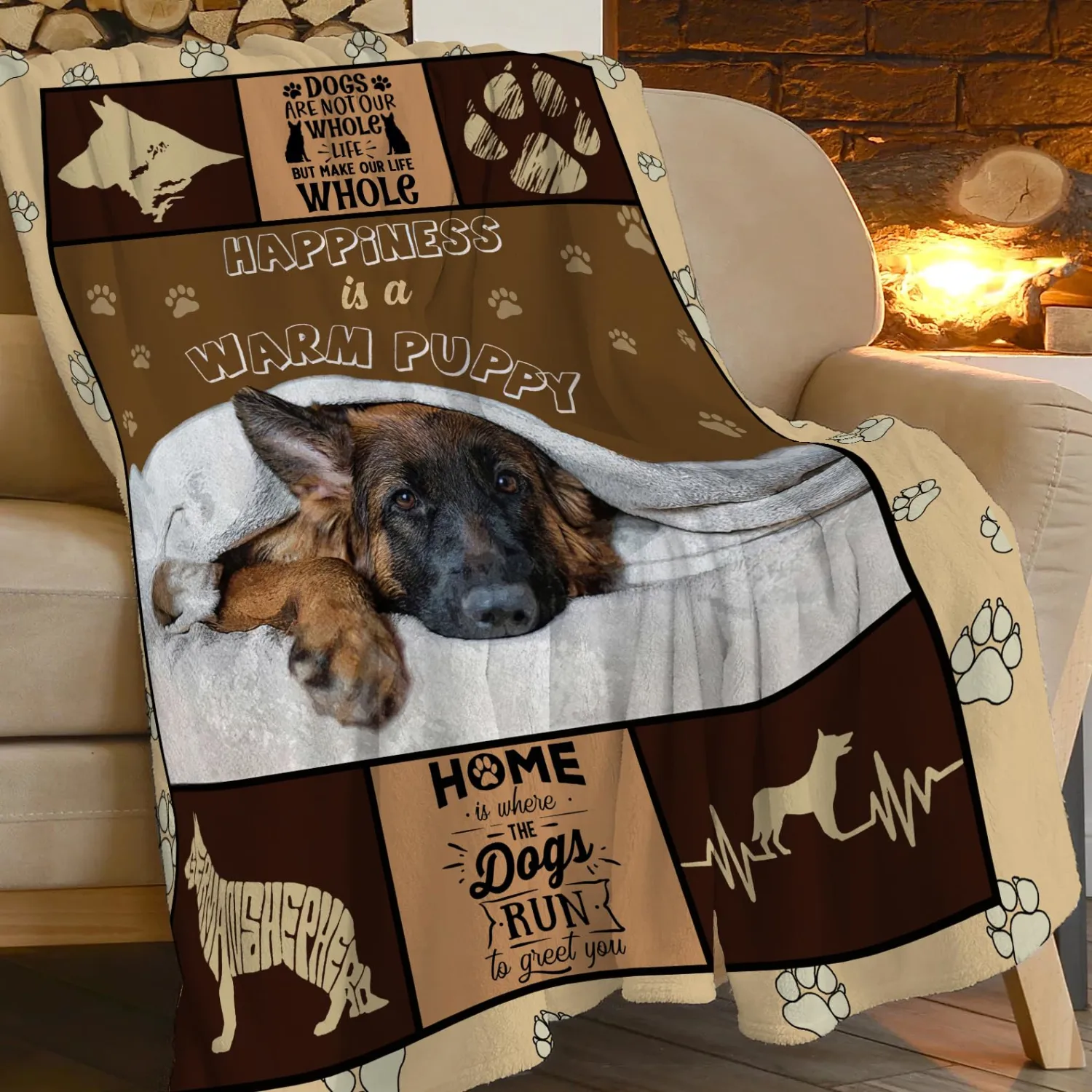German Shepherd Blanket Funny Dog Throw Blanket for Girls Boys German Shepherds Stuff Super Soft Cozy Fleece Cute Animal Blanket Fuzzy Blankets for Couch Sofa Bed Gifts for Kids Adults 50"x60"