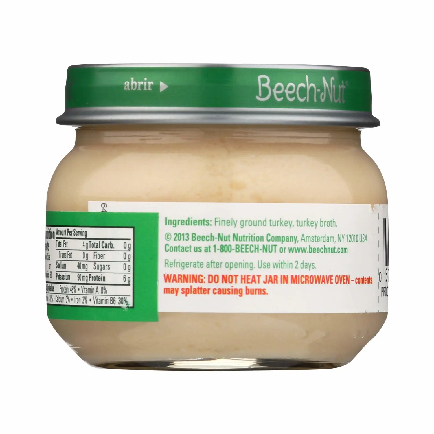 Beech-Nut Classics Stage 1 Baby Food, Turkey/Broth, 2.5 oz