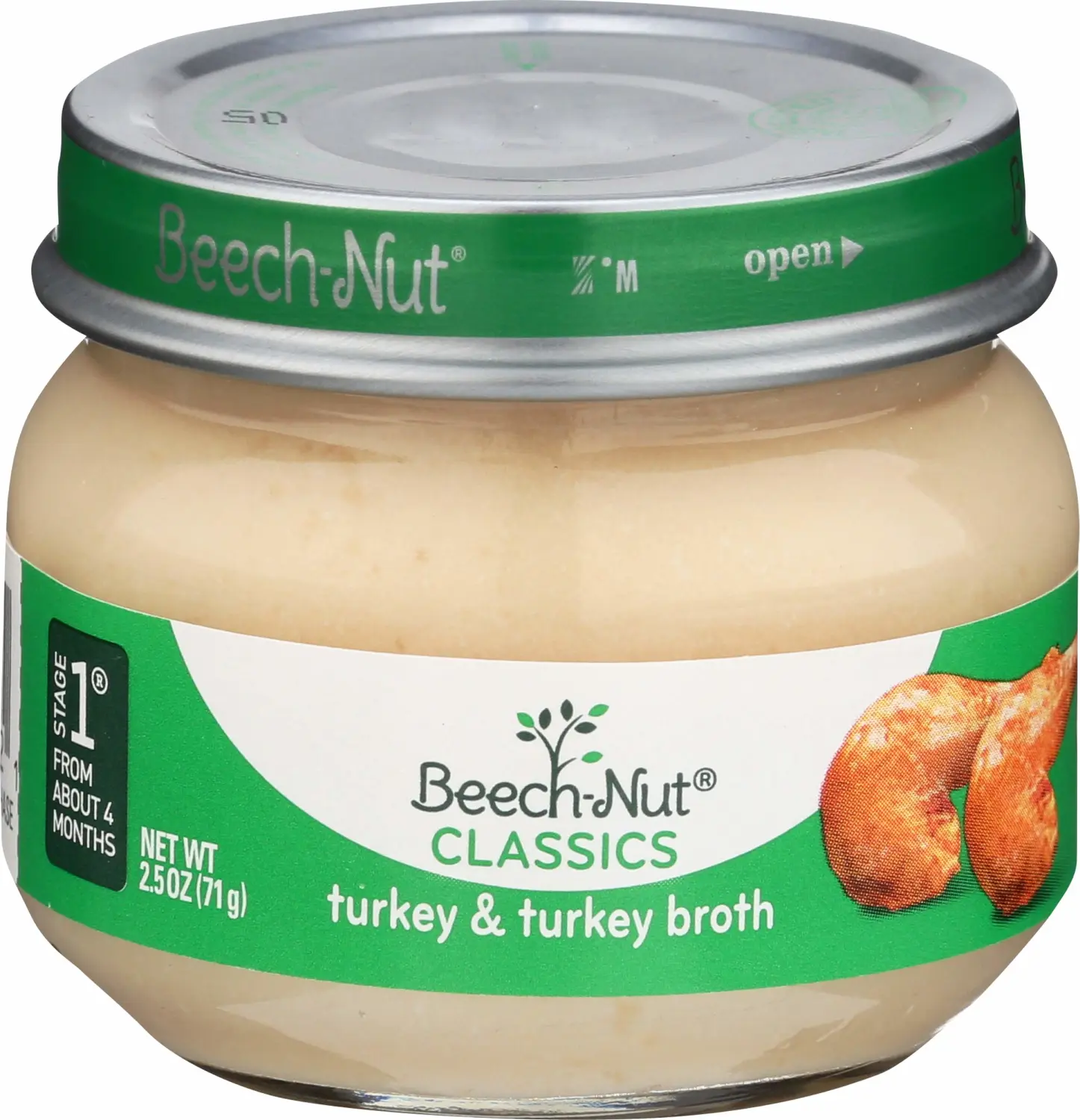 Beech-Nut Classics Stage 1 Baby Food, Turkey/Broth, 2.5 oz