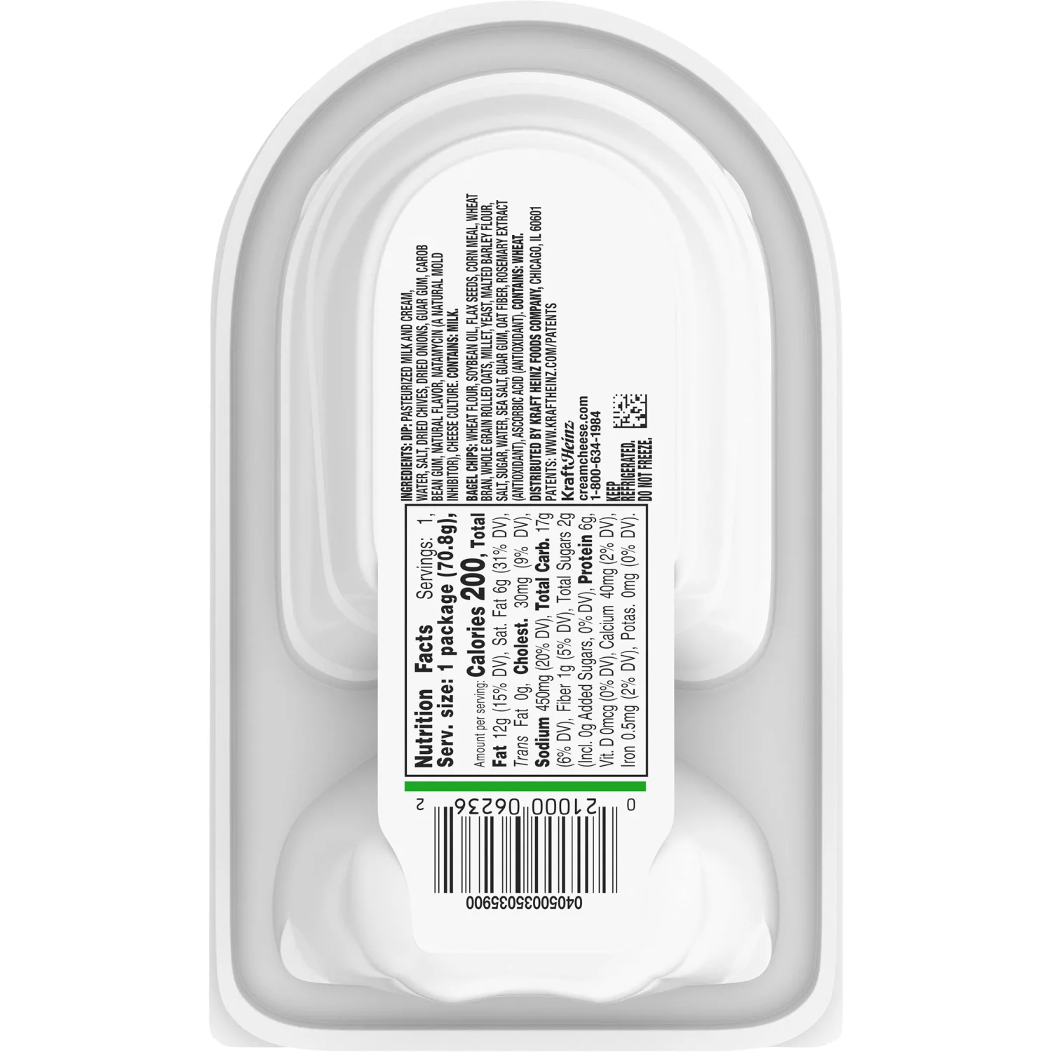 Philadelphia Multigrain Bagel Chips & Chive & Onion Cream Cheese Dip, 2.5 oz Tray