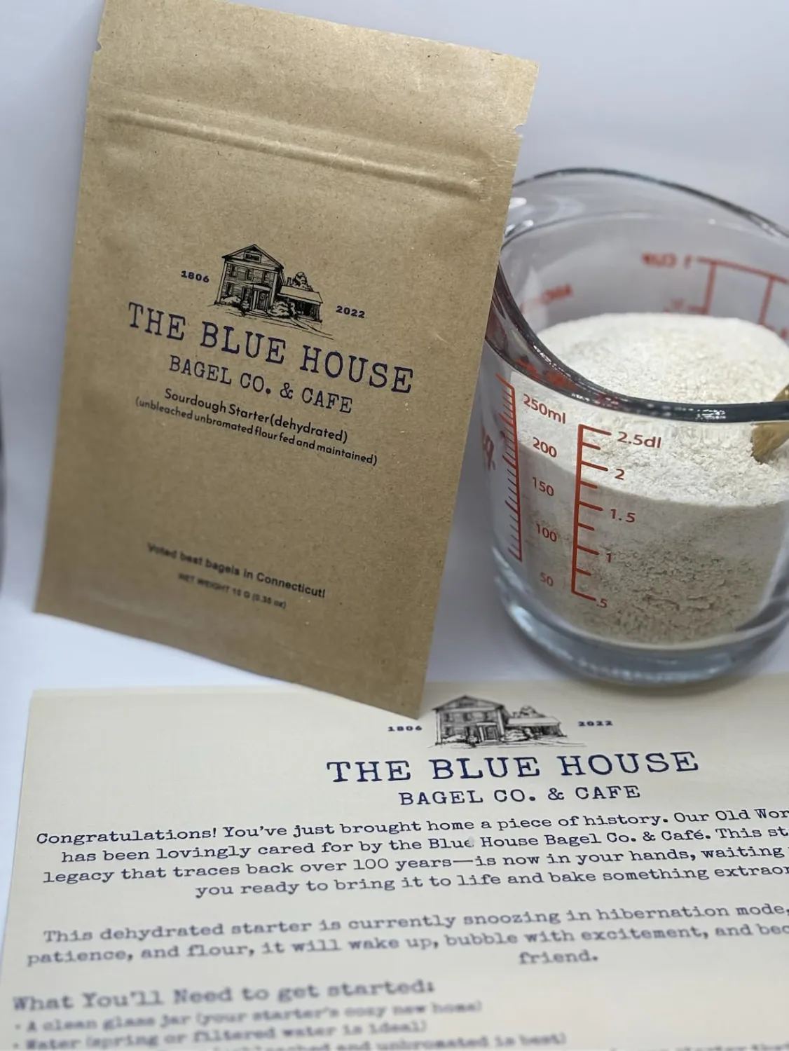 The Blue House Bagel Co Dehydrated Sourdough Starter - Mama Blue | Voted Best Bagels in Connecticut |137 - Year Italian Heritage, Artisan-Raised | non-GMO | Perfect for Bread, Bagels, Pizza Dough | Beginner Friendly with Step-by-Step Instructions |10 Grams