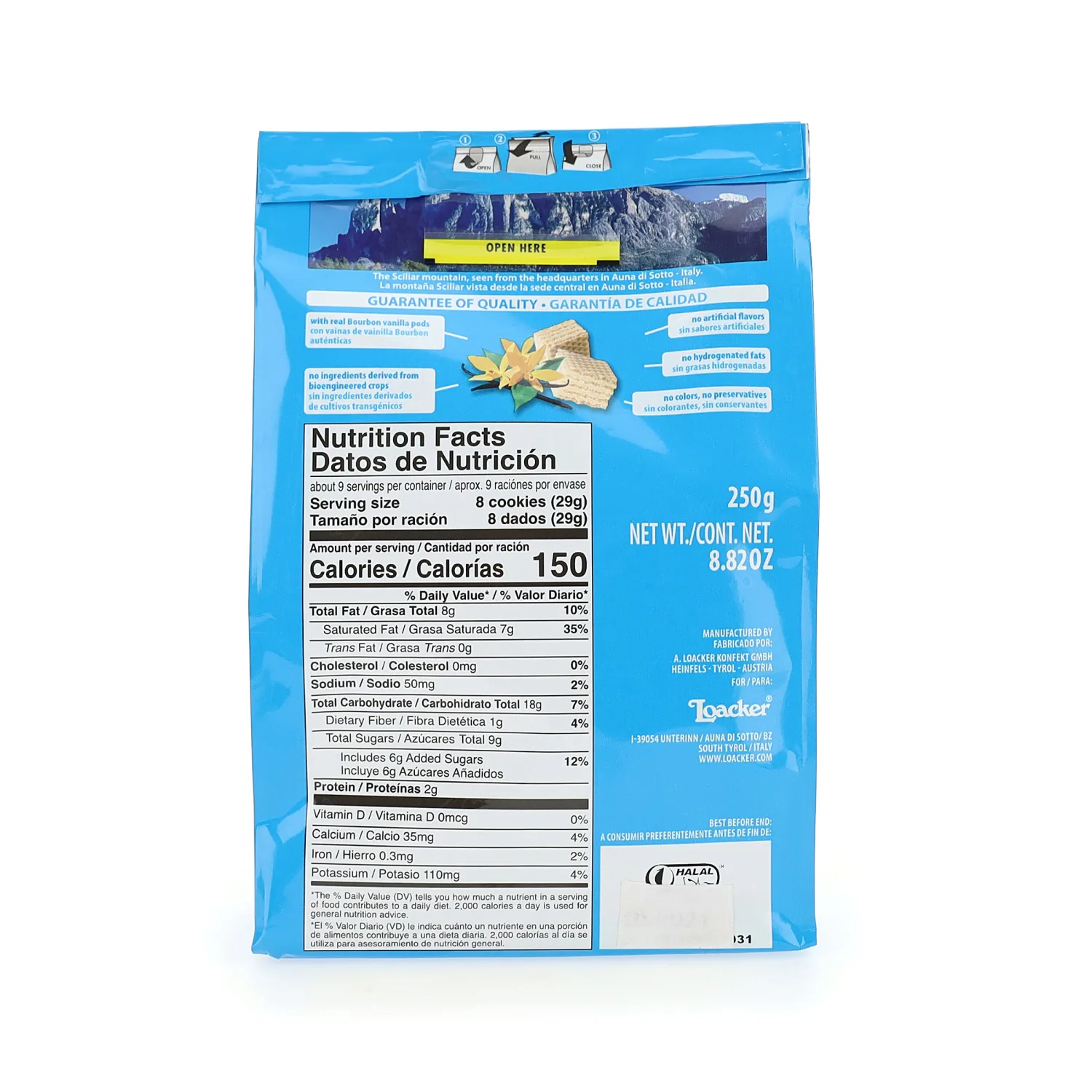 Loacker Wafer Qudrtni Vnla 250G 8.82 OZ
