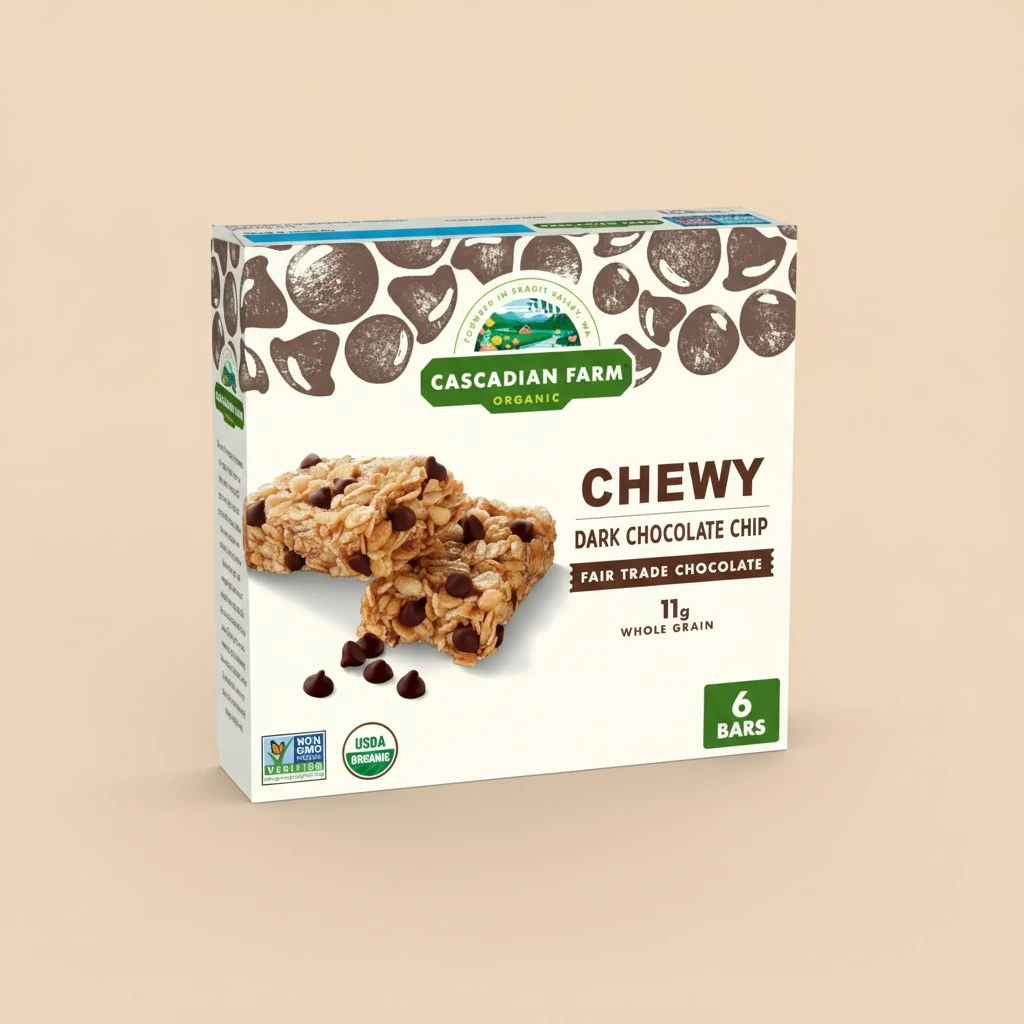 Cascadian Farm Organic Chocolate Chip Chewy Granola Bars, 6 Bars, 7.4 oz