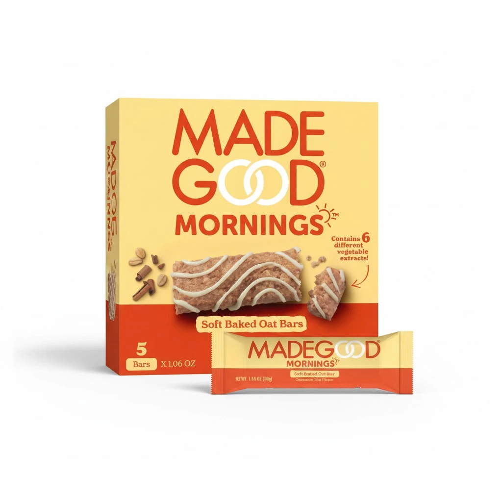 MadeGood Morning Cinnamon Bun Bars, 5ct/5.3 Oz, Organic Snacks