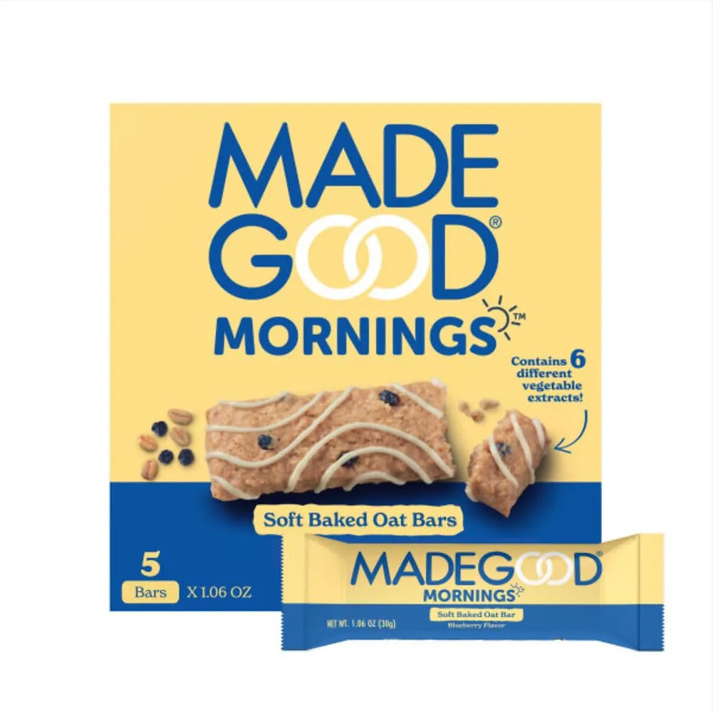 MadeGood Morning Blueberry Bars, 5ct/4.25oz, Organic Snacks