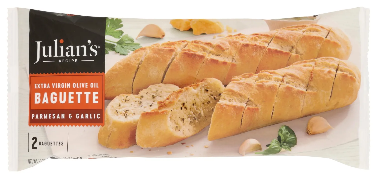 JULIANS RECIPE Parmesan & Garlic Baguette, 12.35 OZ