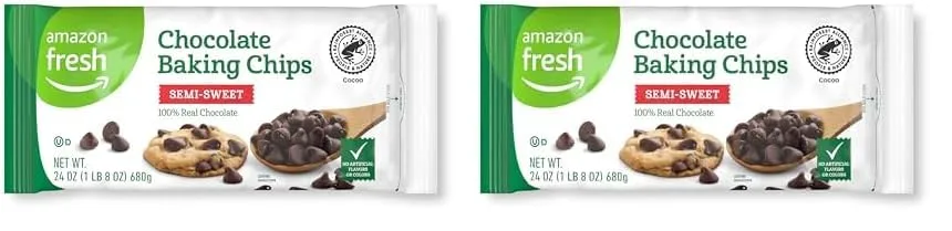 Amazon Fresh, Chocolate Baking Chips, Semi Sweet, 24 Oz, 1.5 Lb (Pack of 2) (Previously Happy Belly, Packaging May Vary)