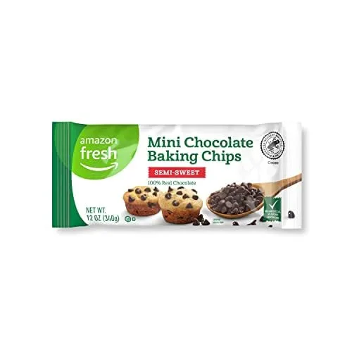 Amazon Fresh Brand, Mini Chocolate Baking Chips, Semisweet, 12 Oz