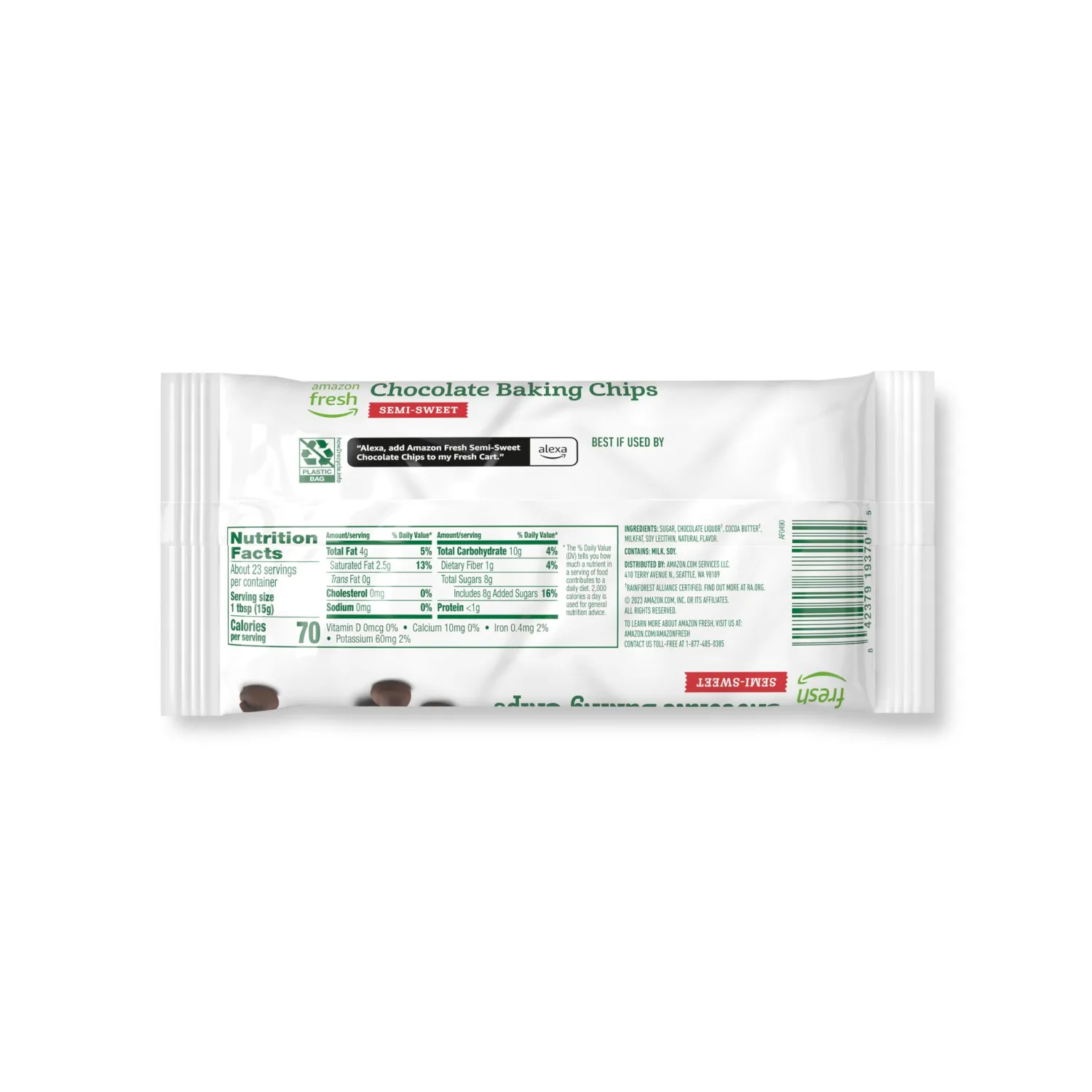 Amazon Fresh, Chocolate Baking Chips, Semi Sweet, 12 Oz (Previously Happy Belly, Packaging May Vary)