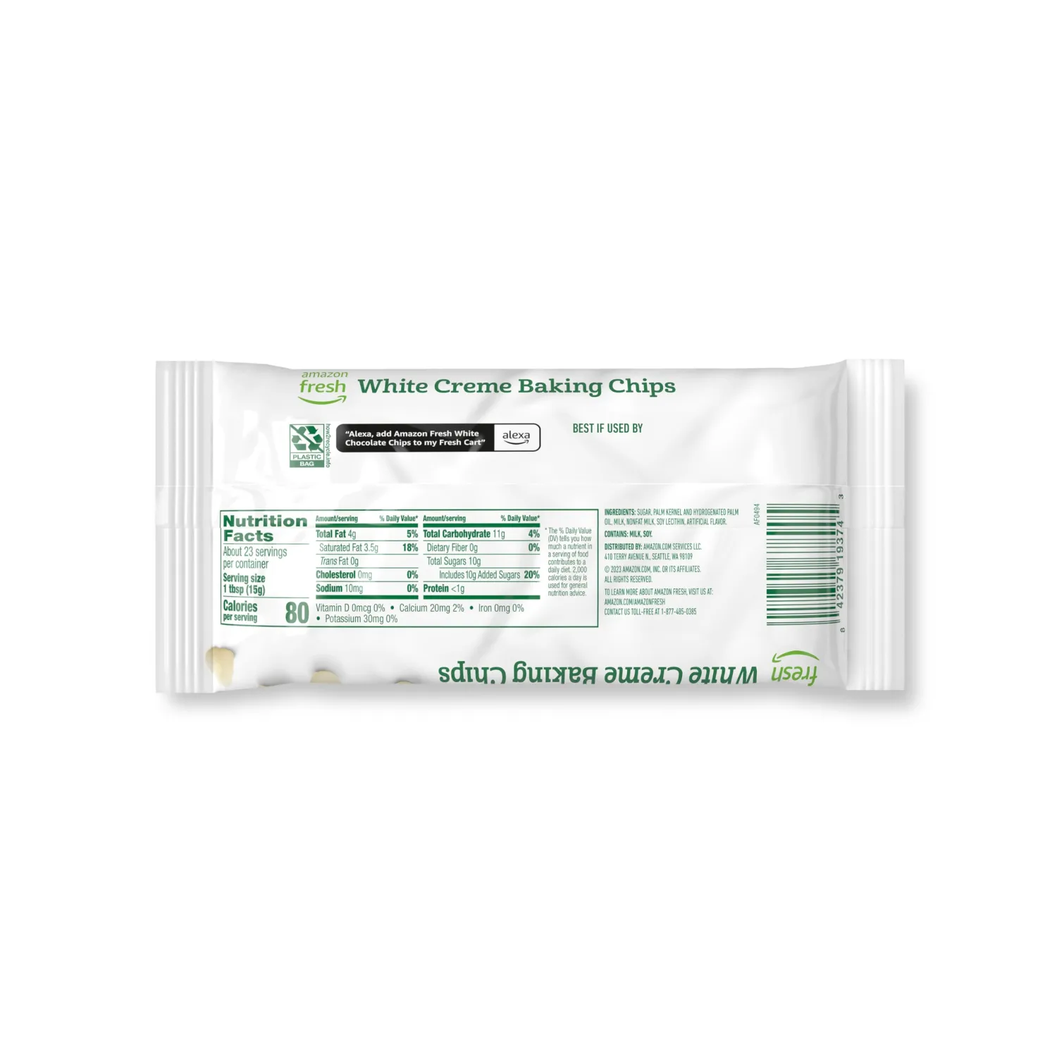 Amazon Fresh, White Creme Baking Chips, 12 Oz (Previously Happy Belly, Packaging May Vary)