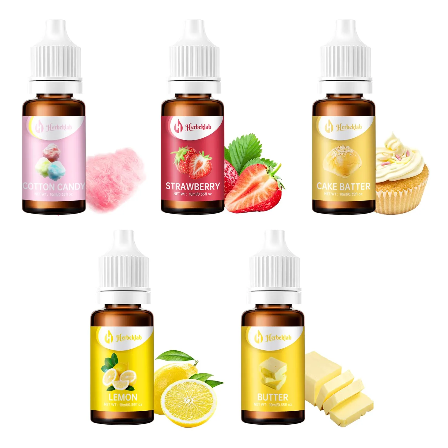 Food Flavoring Oil Candy Flavoring for Candy Making 5 x 0.35 Fl Oz Extracts and Flavorings for Baking Cotton Candy Cake Batter Strawberry Lip Gloss Flavoring Oil