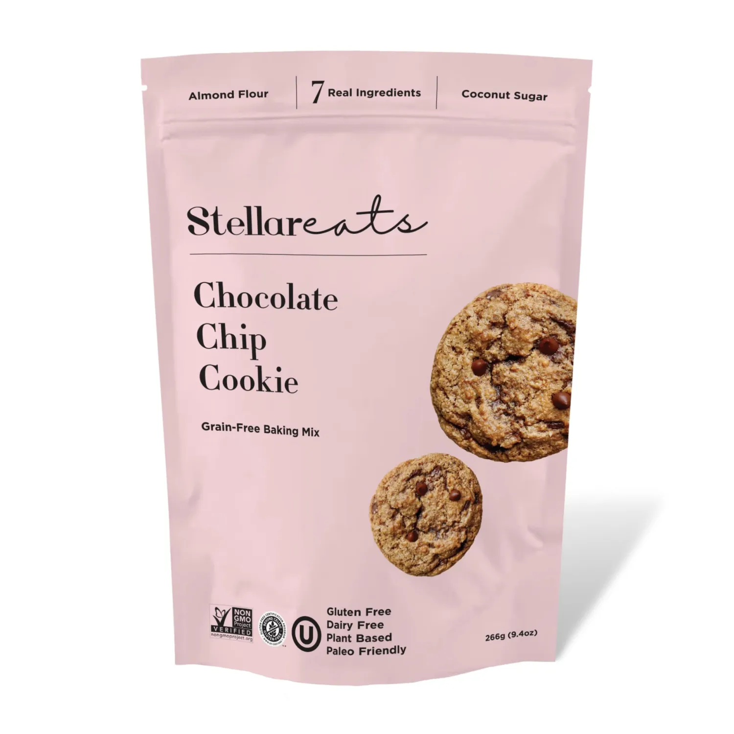 Stellar Eats Grain-Free Cookie Mix | Almond Flour-Based, Gluten-Free, Dairy-Free, Paleo-Friendly | Soft, Chewy, & Fudge-y Cookies with Unrefined Coconut Sugar | Easy-to-Make | 14-16 Cookies (Chocolate Chip)