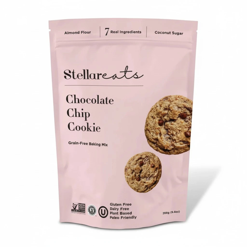 Stellar Eats Grain-Free Cookie Mix | Almond Flour-Based, Gluten-Free, Dairy-Free, Paleo-Friendly | Soft, Chewy, & Fudge-y Cookies with Unrefined Coconut Sugar | Easy-to-Make | 14-16 Cookies (Chocolate Chip)