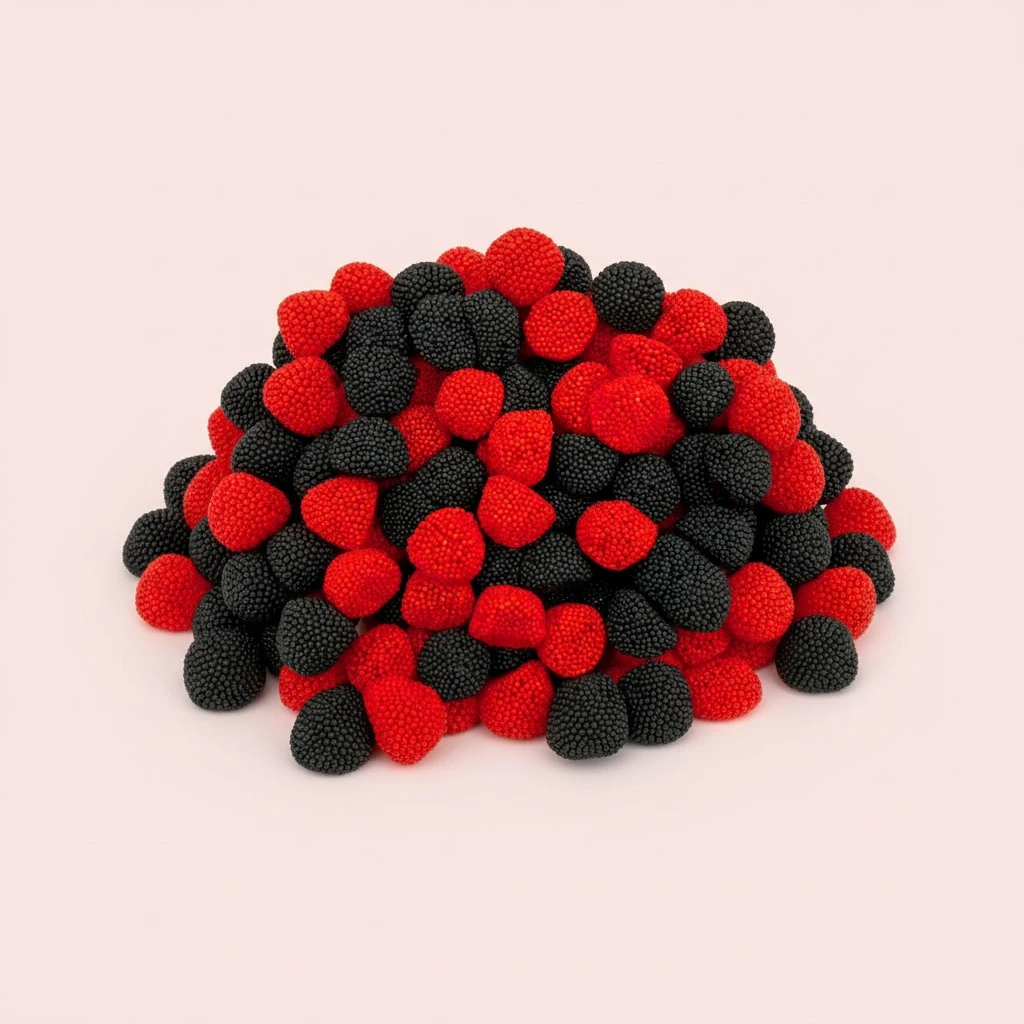 Berries Gummy Candy | 1-Pound Bag | Crunchy Raspberry and Blackberry Chews