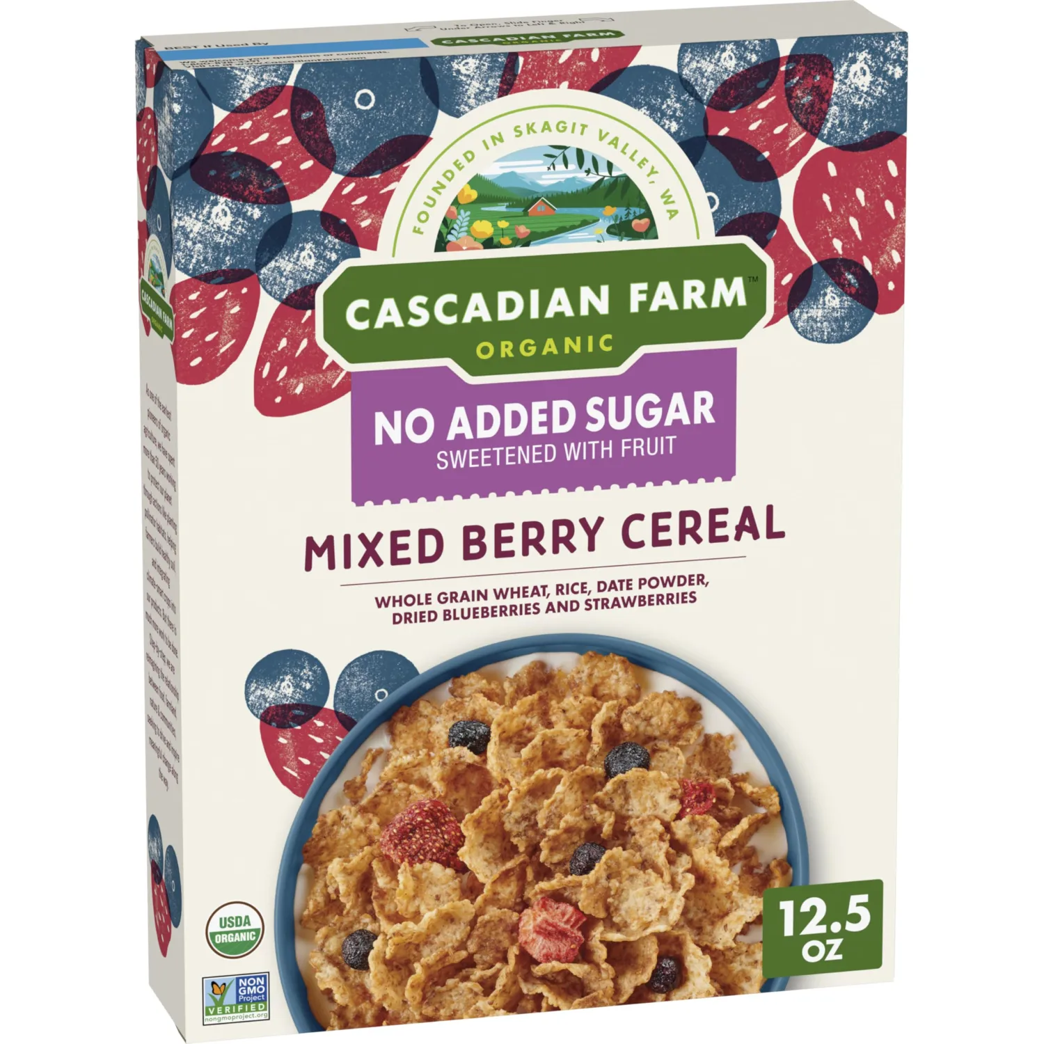 Cascadian Farm Organic Mixed Berry Cereal, No Added Sugar, 12.5 oz