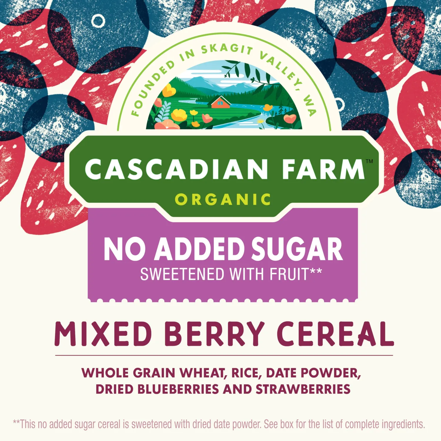 Cascadian Farm Organic Mixed Berry Cereal, No Added Sugar, 12.5 oz