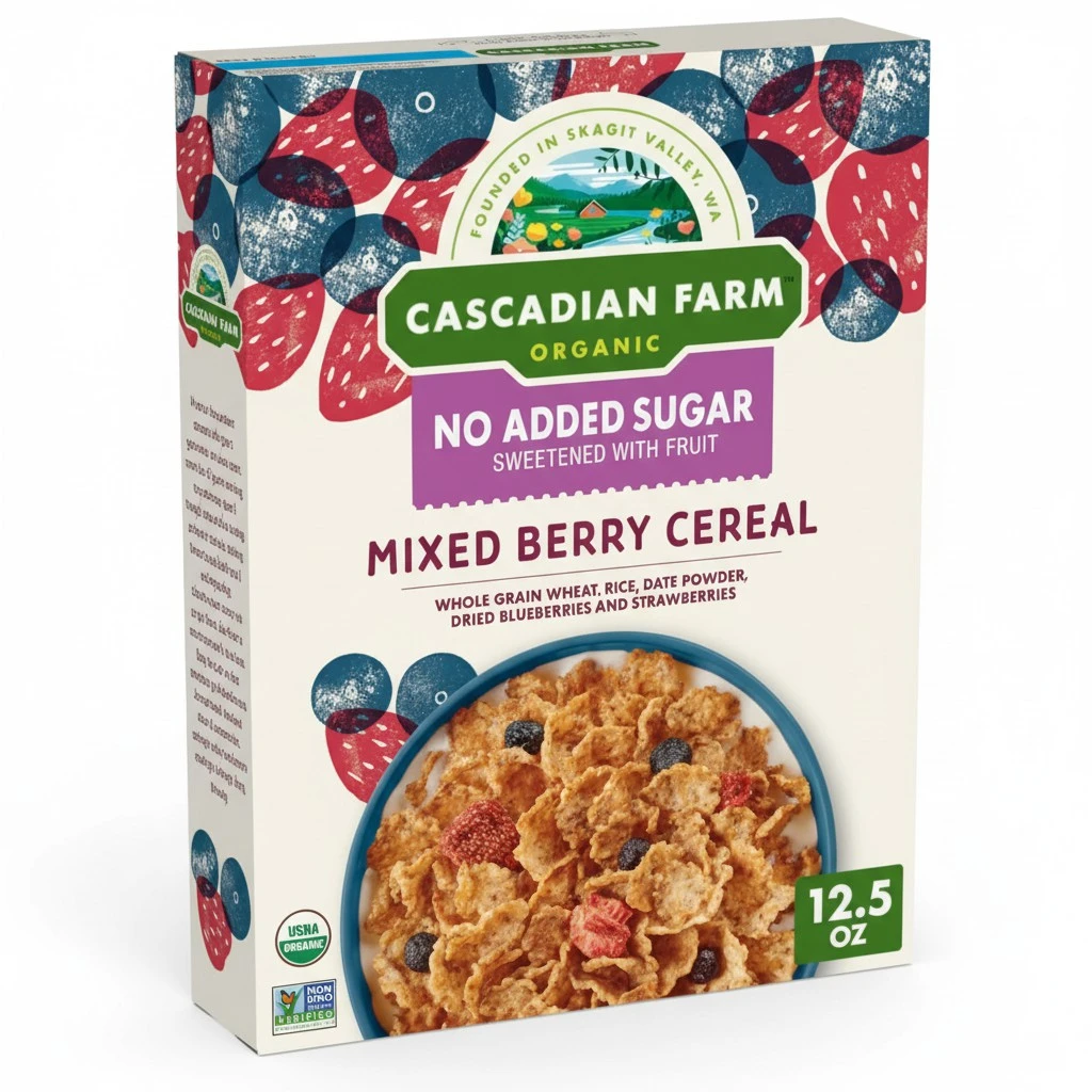 Cascadian Farm Organic Mixed Berry Cereal, No Added Sugar, 12.5 oz