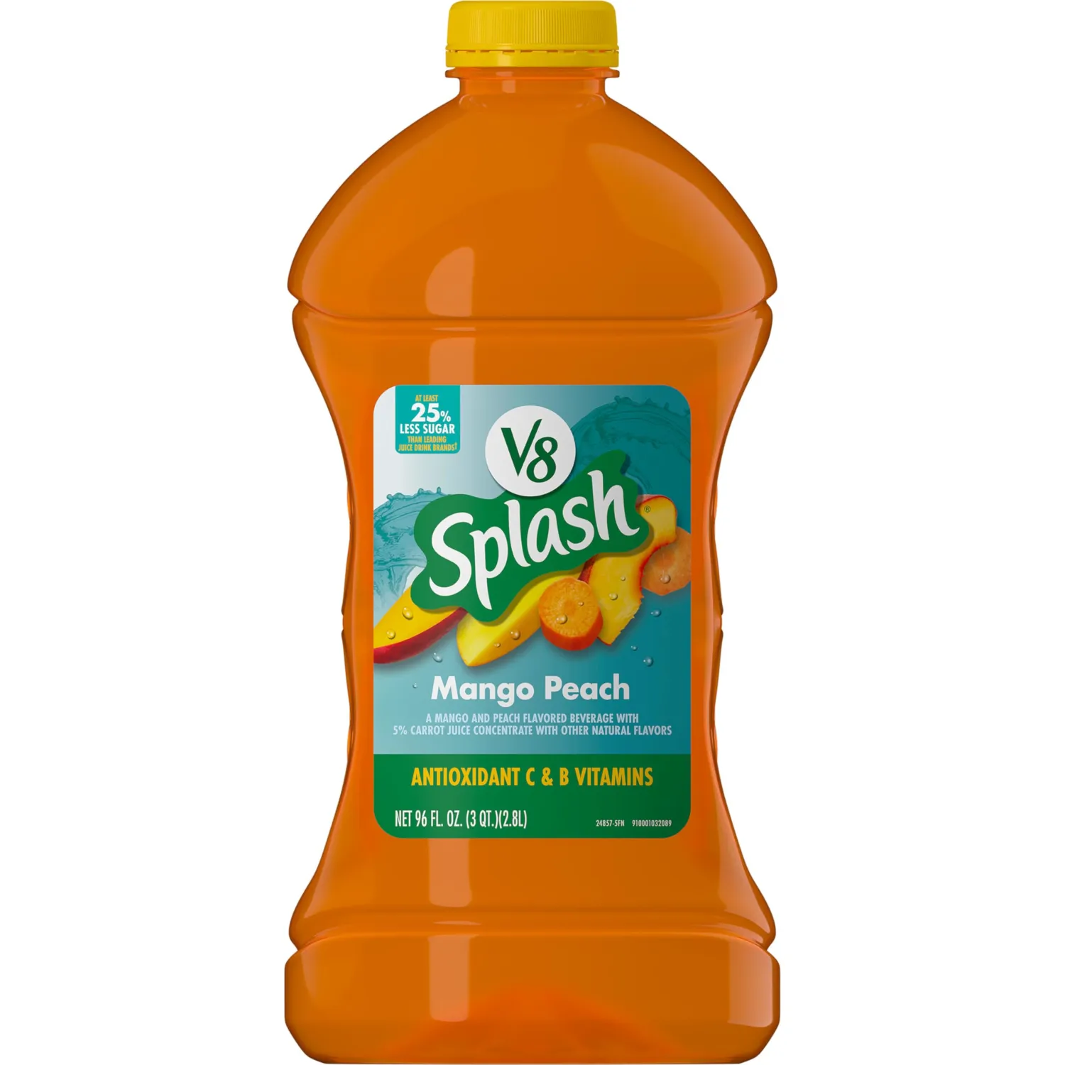 V8 Splash Mango Peach Flavored Juice Beverage, 96 FL OZ Bottle